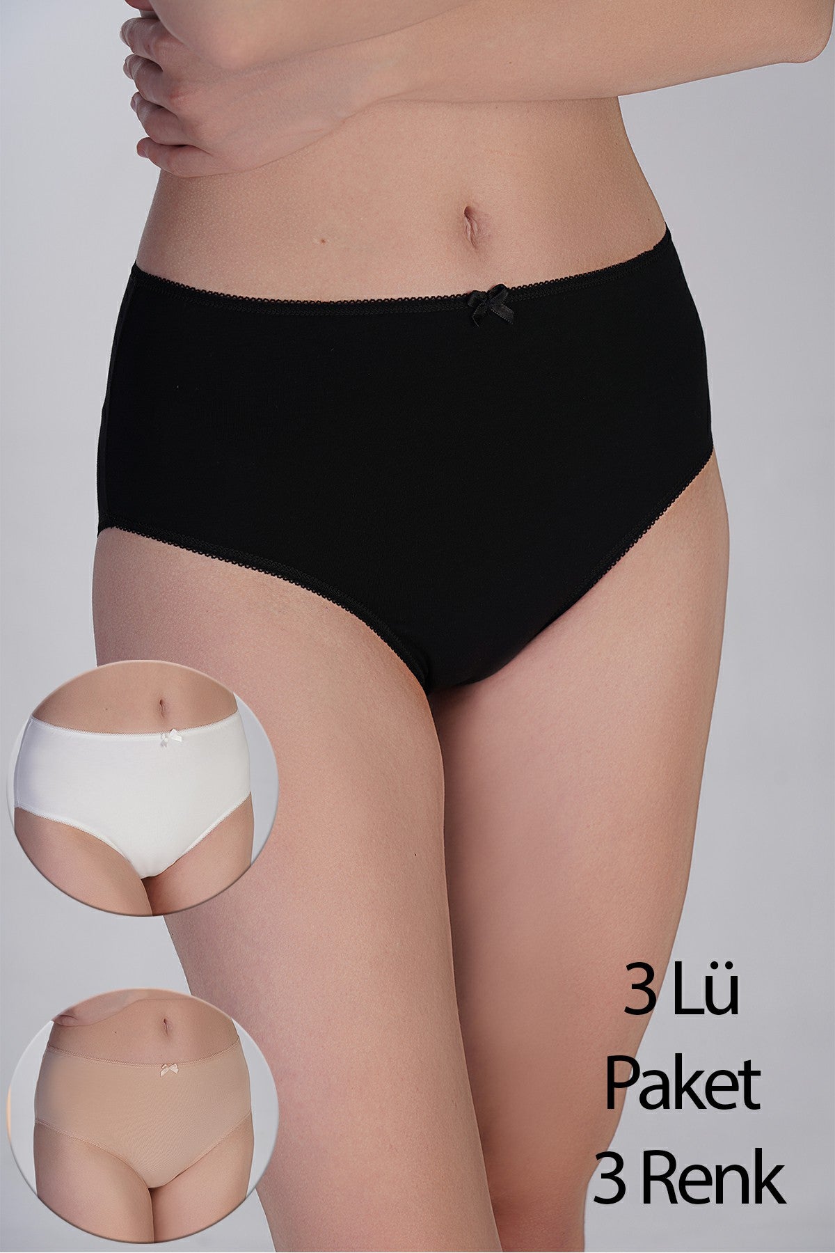 Image of Set de 3 bikini pentru femei cu talie mică, din bumbac
