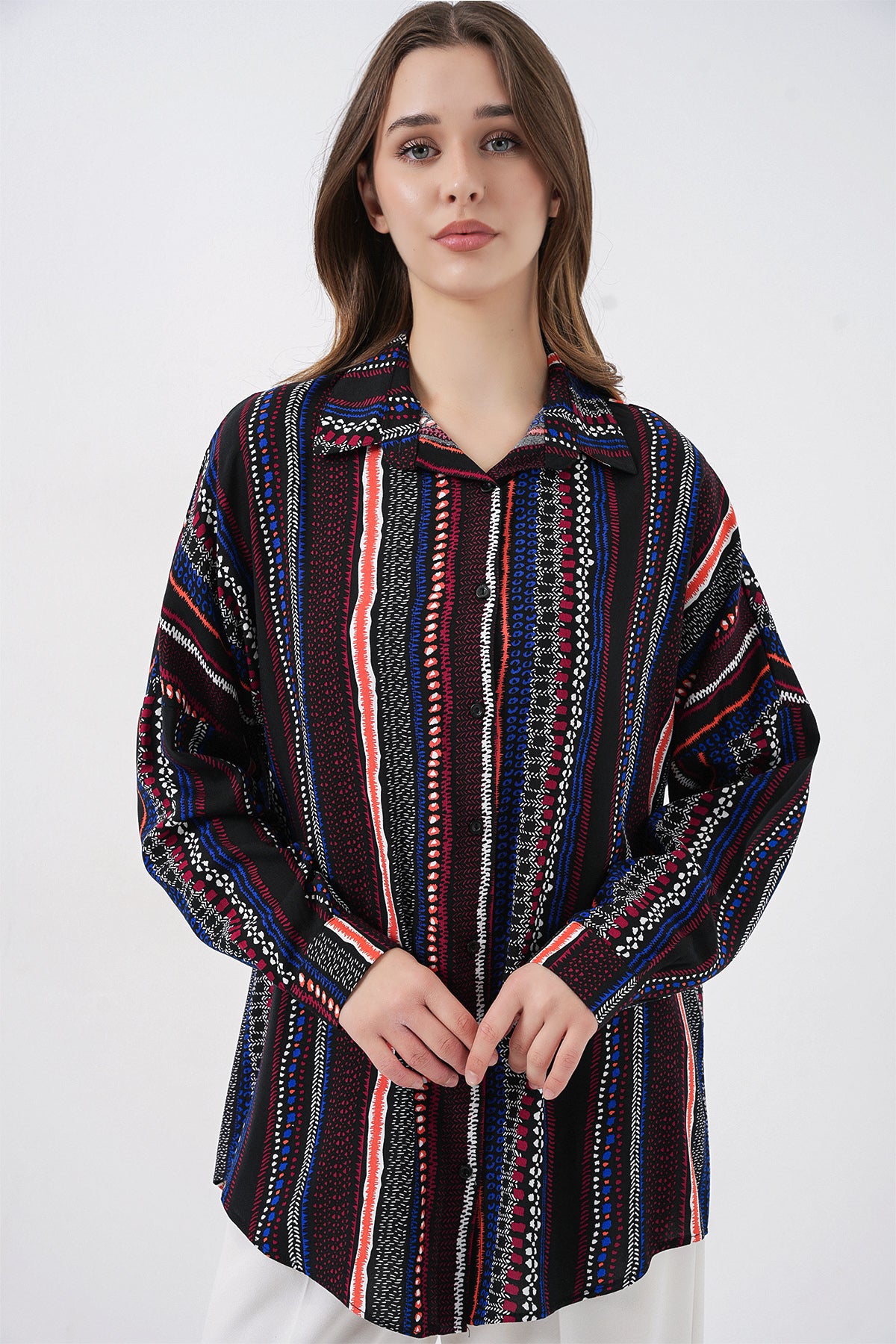 Image of 3721 Graphic Patterned Shirt - Dark Navy