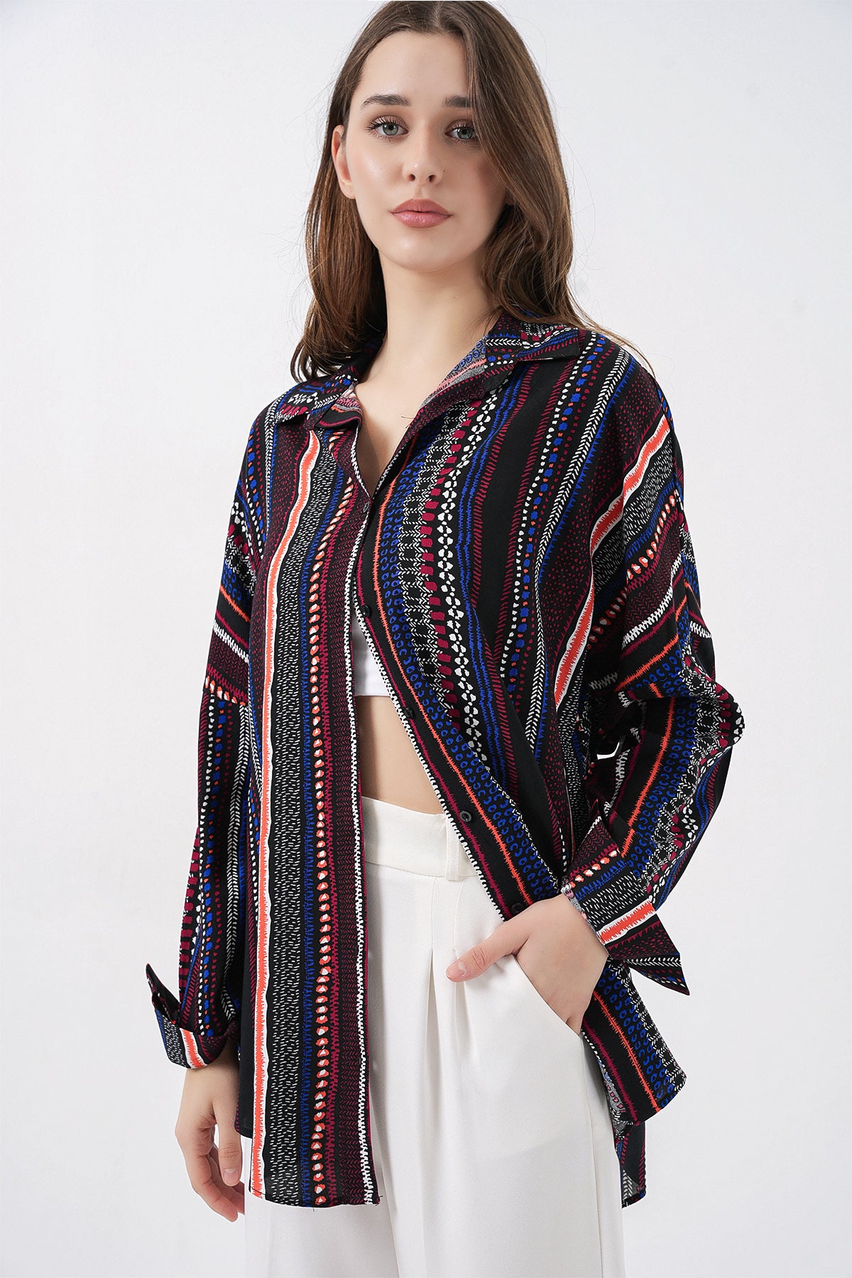 Image of 3721 Graphic Patterned Shirt - Dark Navy
