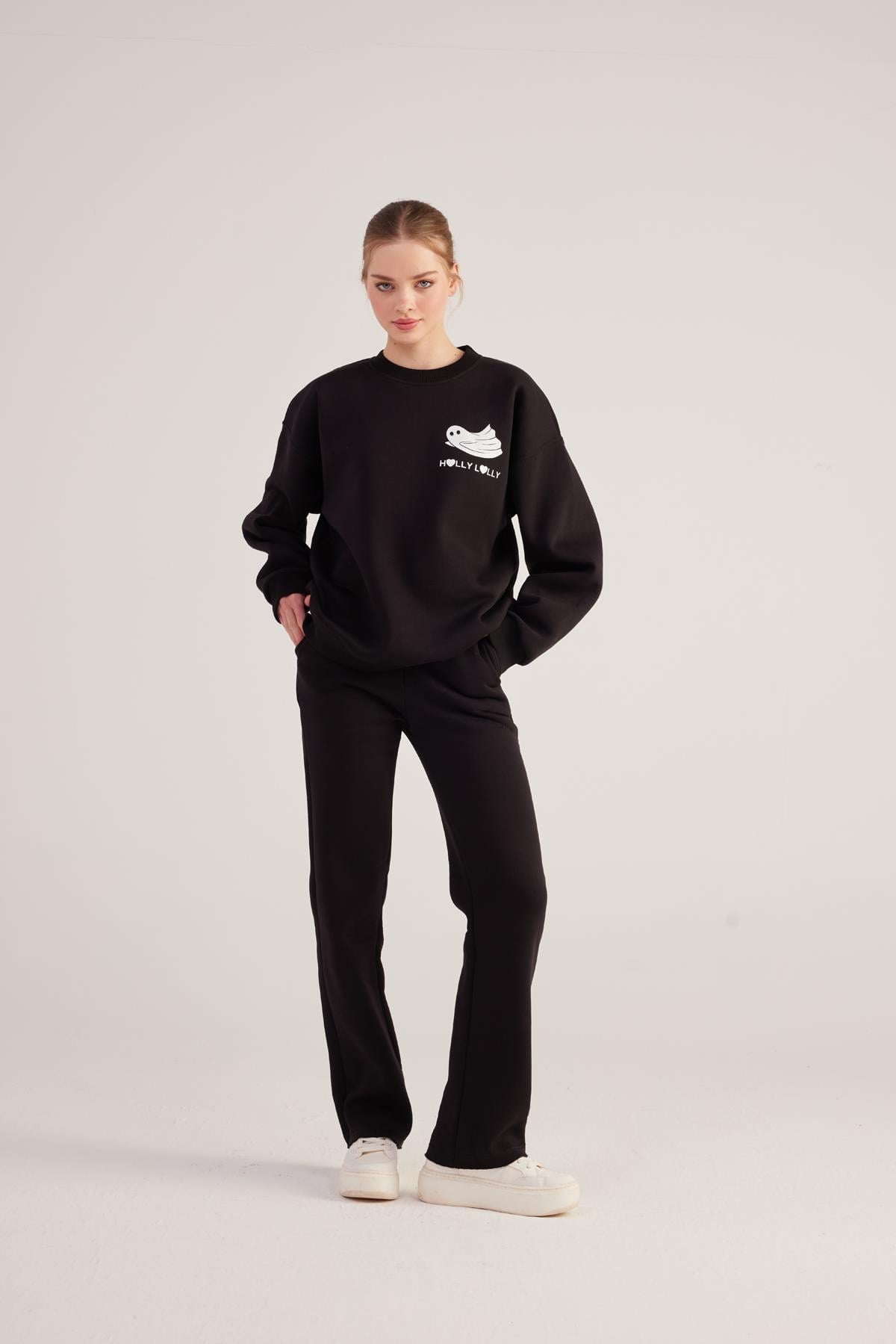 Image of Oversize Kesin Unisex Ghosting Sweatshirt Siyah