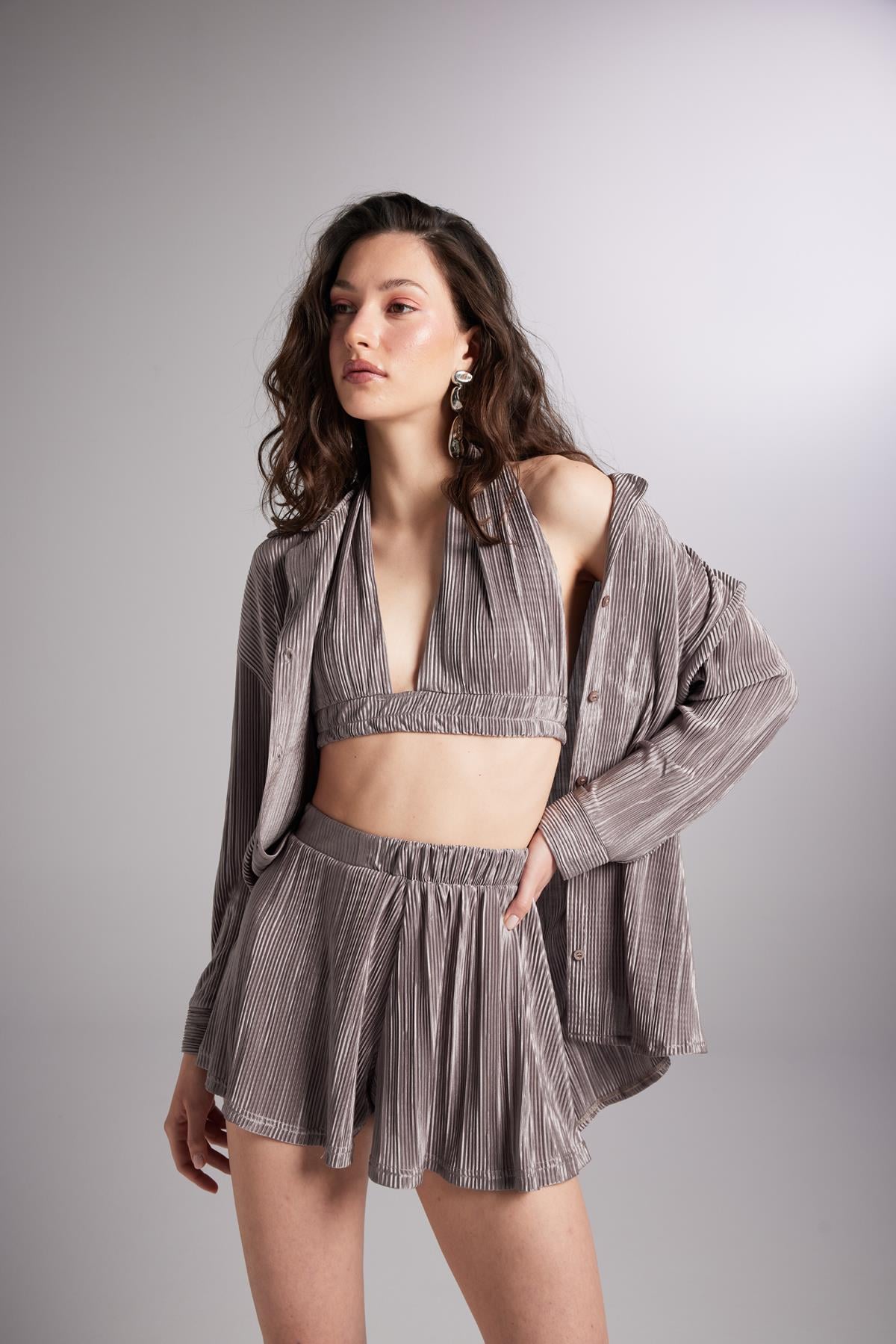 Image of Beli Lastikli Bağlamalı Comfy Büstiyer Vizon
