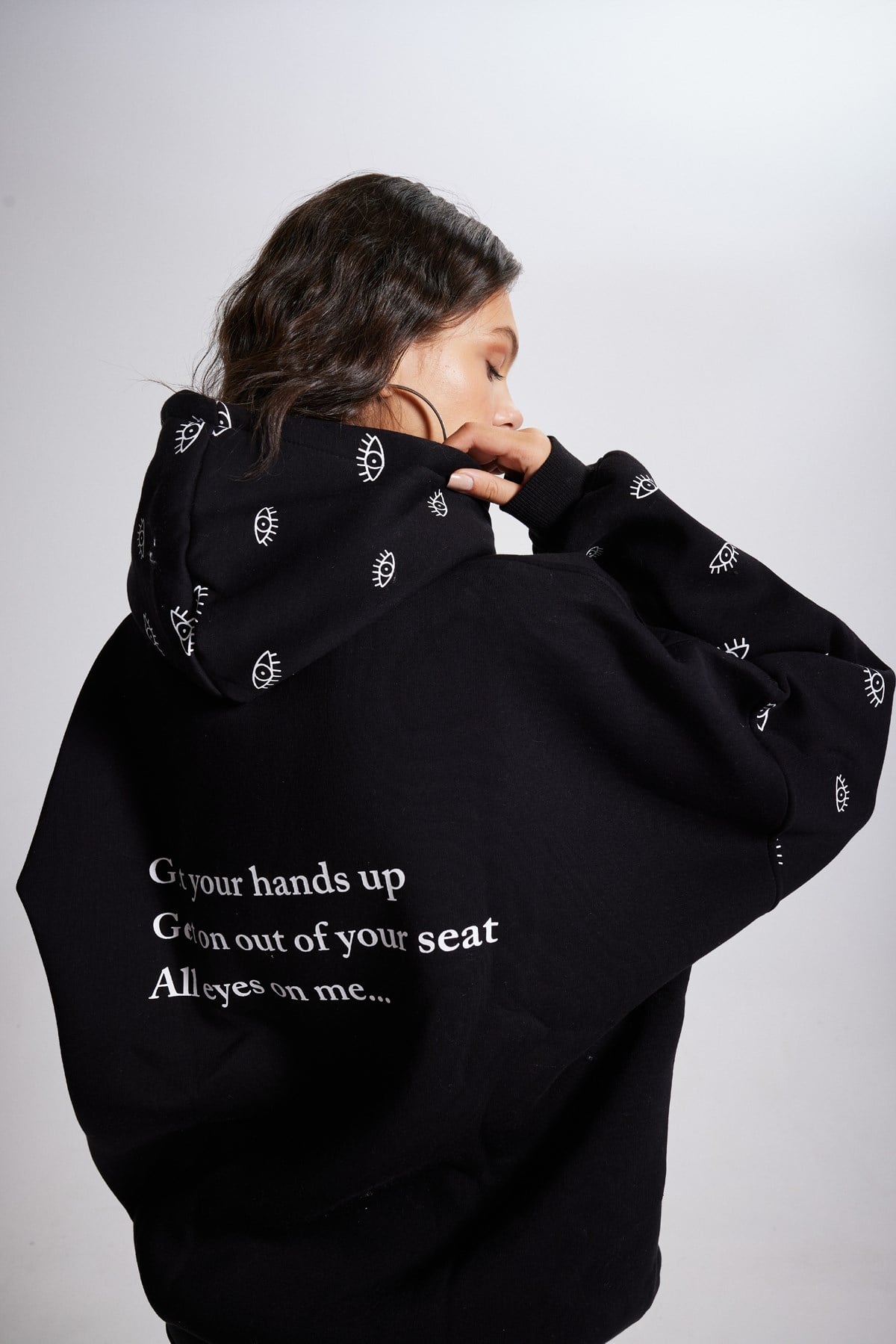Image of Oversize Kapüşonlu Unisex Eye Sweat Siyah