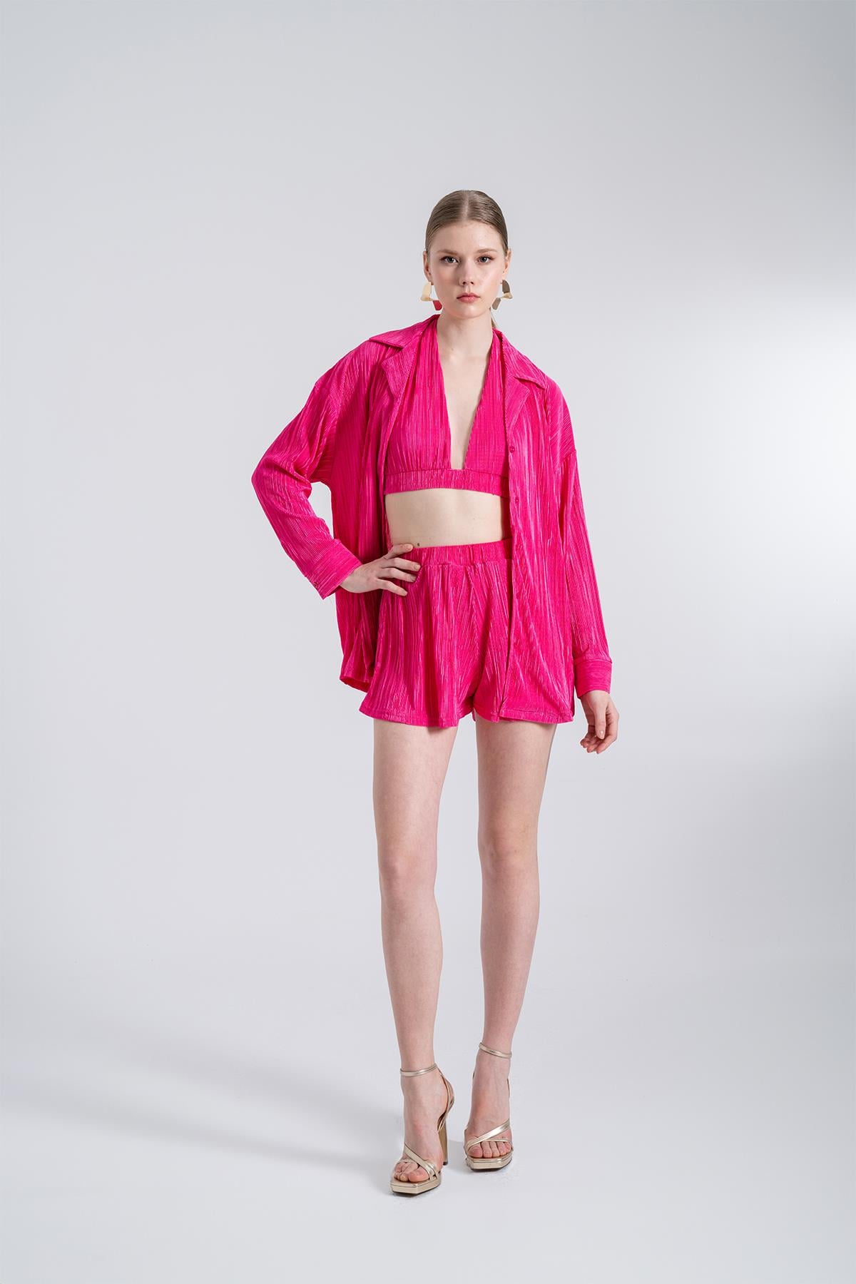 Image of Beli Lastikli Mini Comfy Şort Pembe