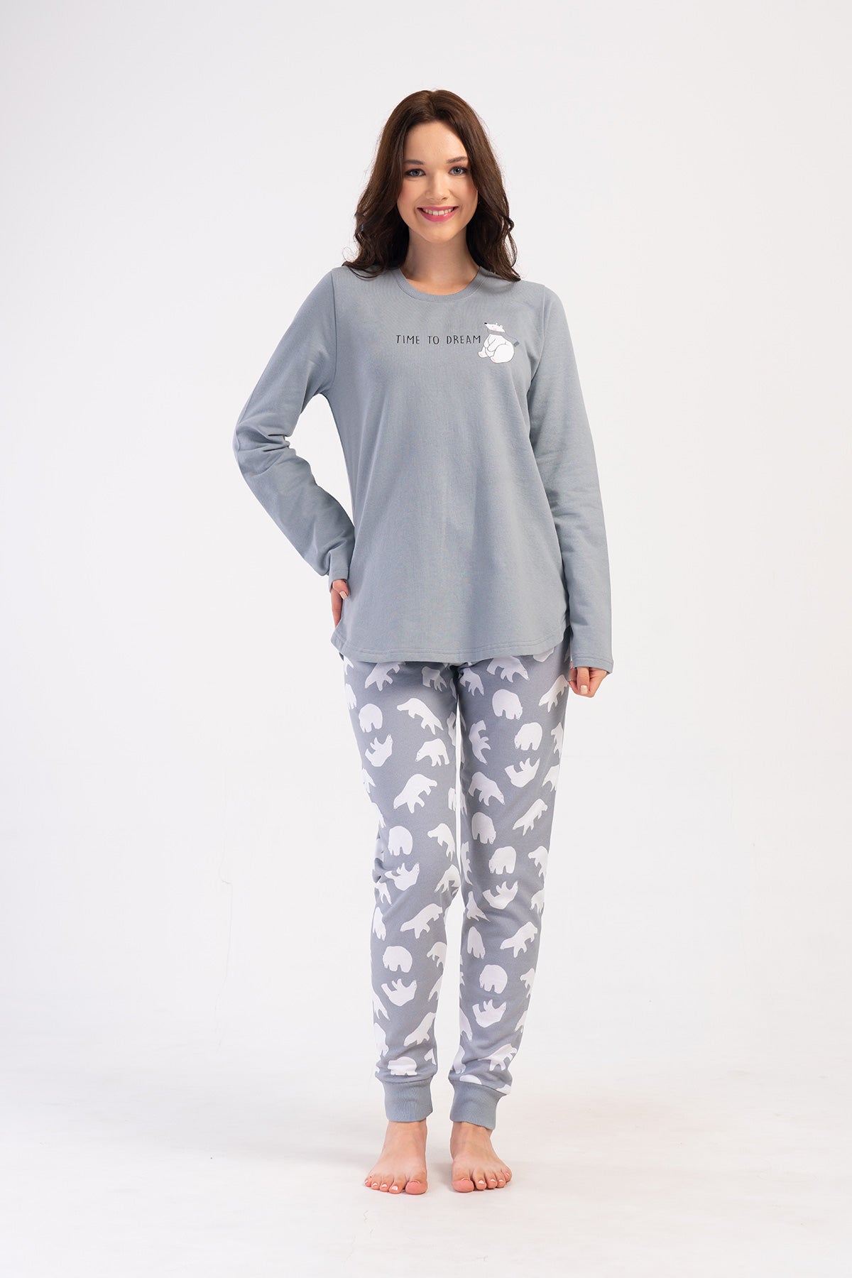 Image of KADIN 2IPLIK XXL O YAKA UZUN KOL ETEGI OVAL MANSETLI PIJAMA TAKIM