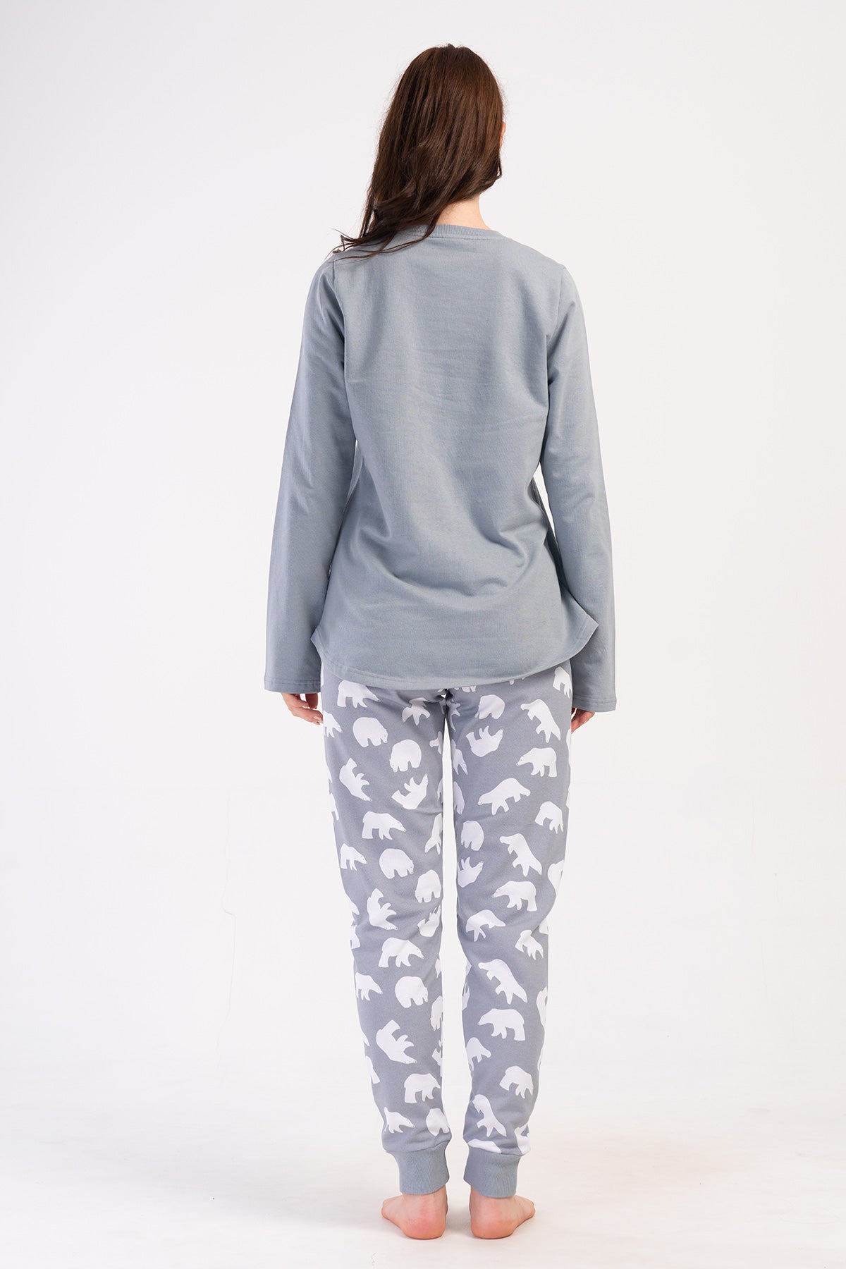 Image of KADIN 2IPLIK XXL O YAKA UZUN KOL ETEGI OVAL MANSETLI PIJAMA TAKIM