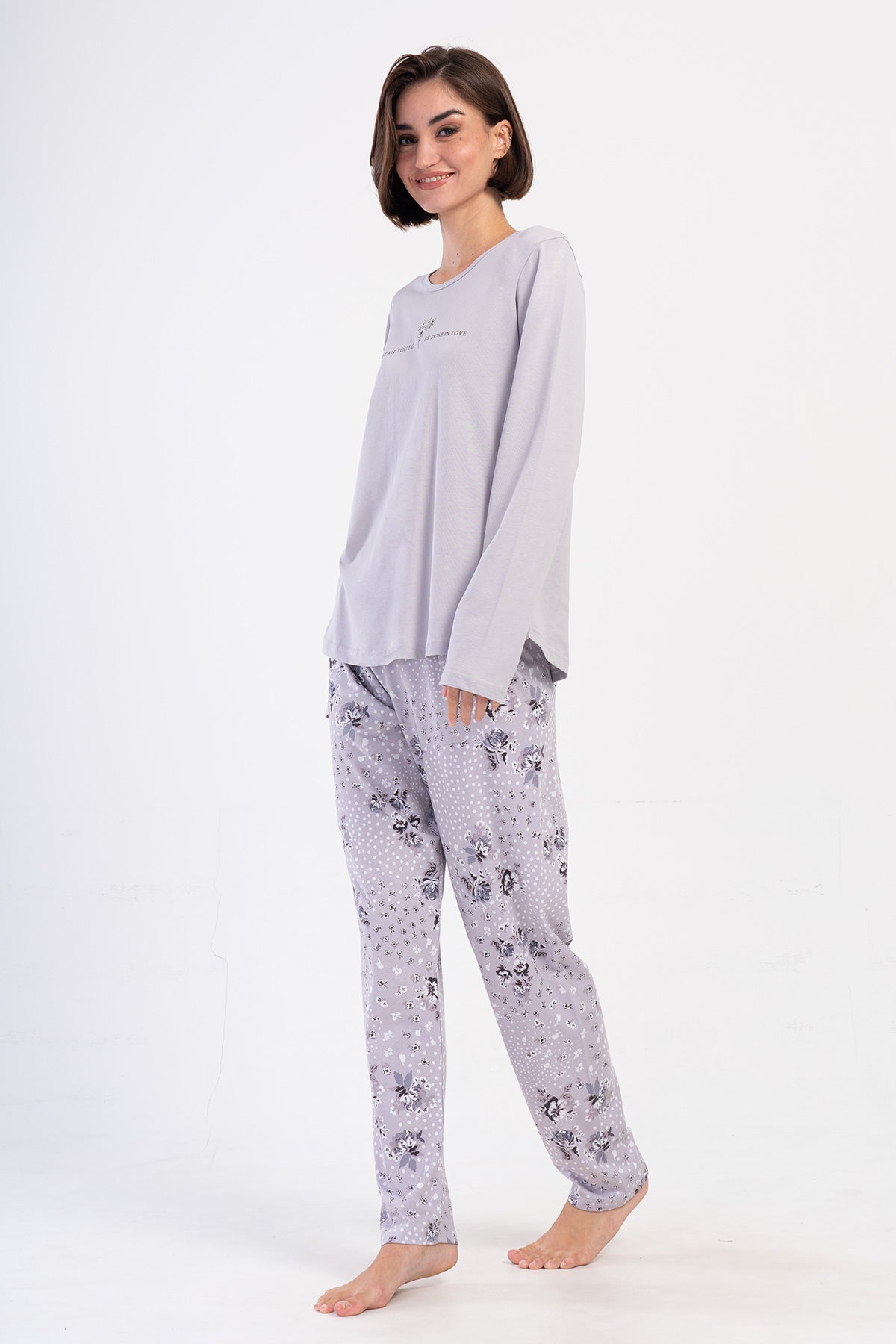 Image of KADIN P.SUPREM BATTAL XXL O YAKA UZUN KOL ETEGI OVAL PIJAMA TAKIM
