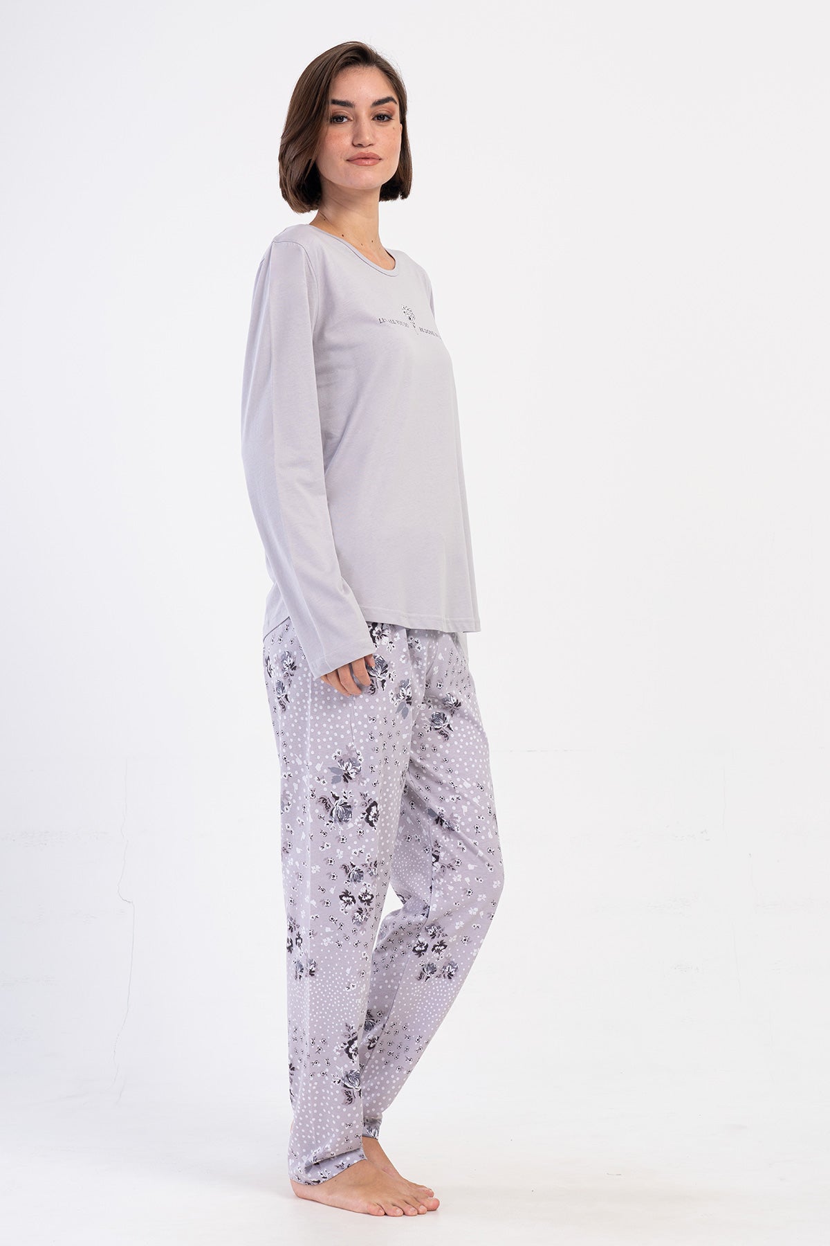 Image of KADIN P.SUPREM BATTAL XXL O YAKA UZUN KOL ETEGI OVAL PIJAMA TAKIM