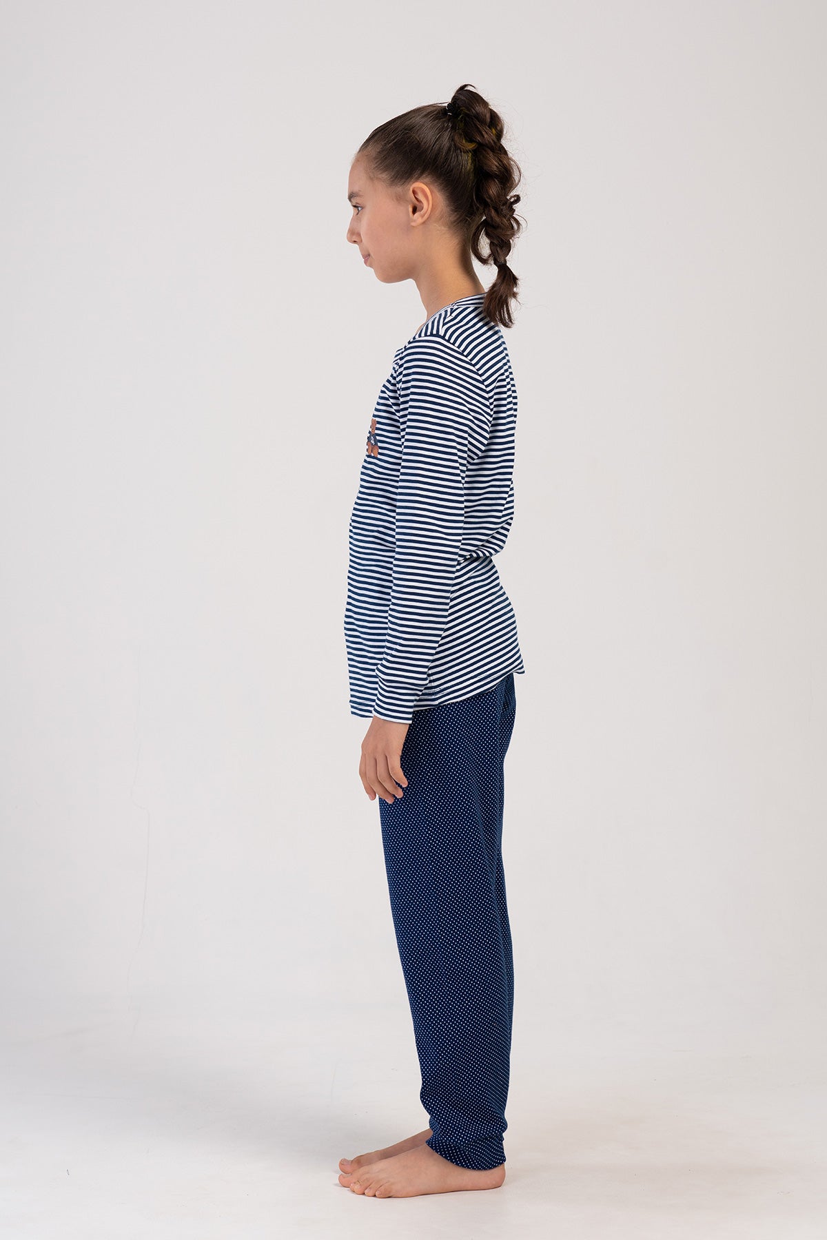 Image of KIZ COCUK INTERLOCK O YAKA UZUN KOL ETEGI OVAL MANSETLI PIJAMA TAKIM(7-8/13-14)