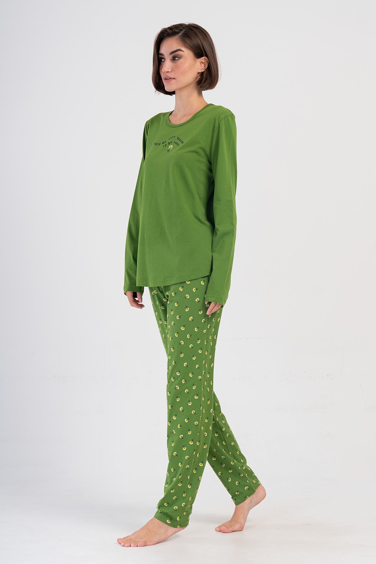 Image of KADIN P.SUPREM XXL O YAKA UZUN KOL ETEGI OVAL PIJAMA TAKIM