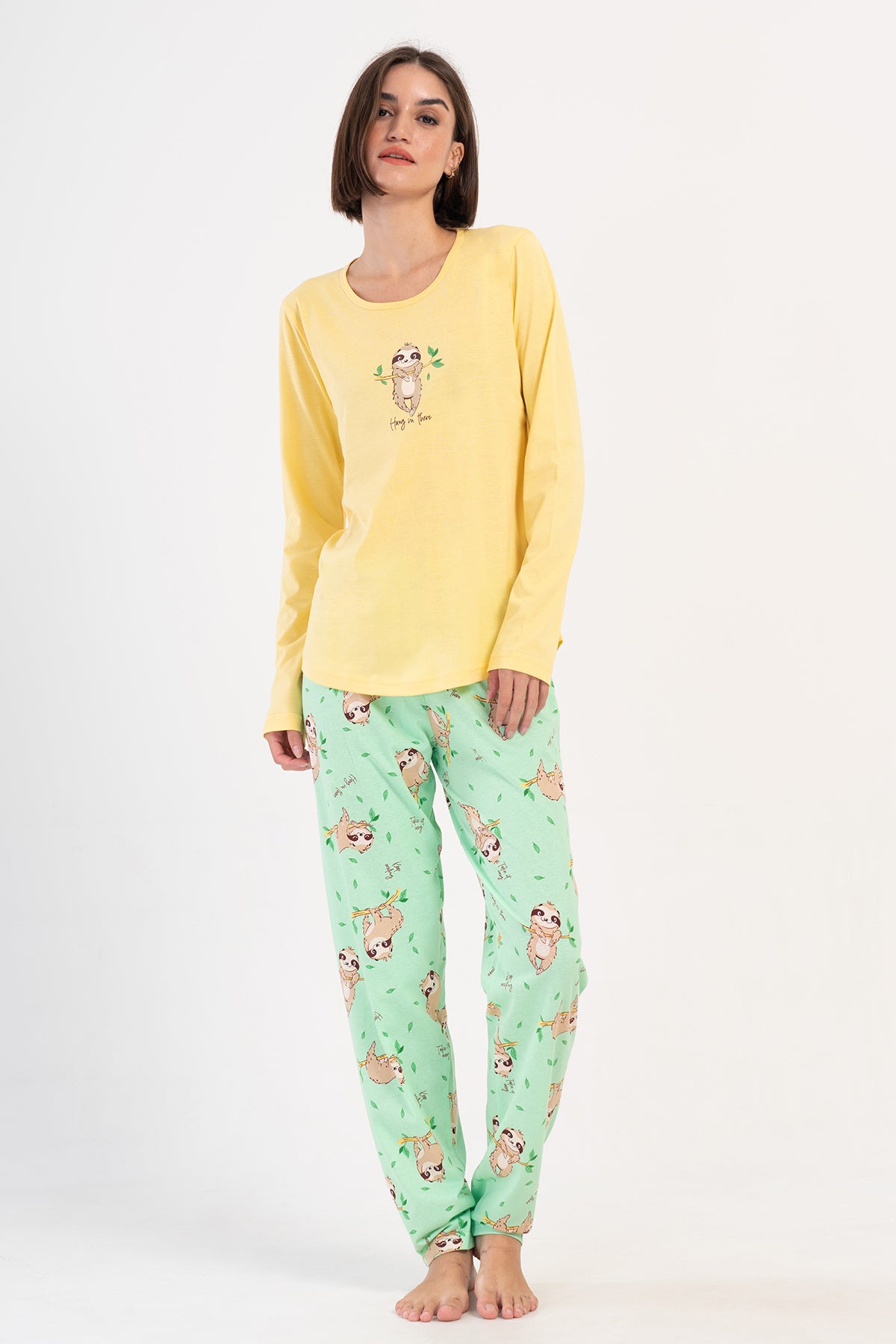 Image of KADIN P.SUPREM O YAKA UZUN KOL ETEGI OVAL PIJAMA TAKIM