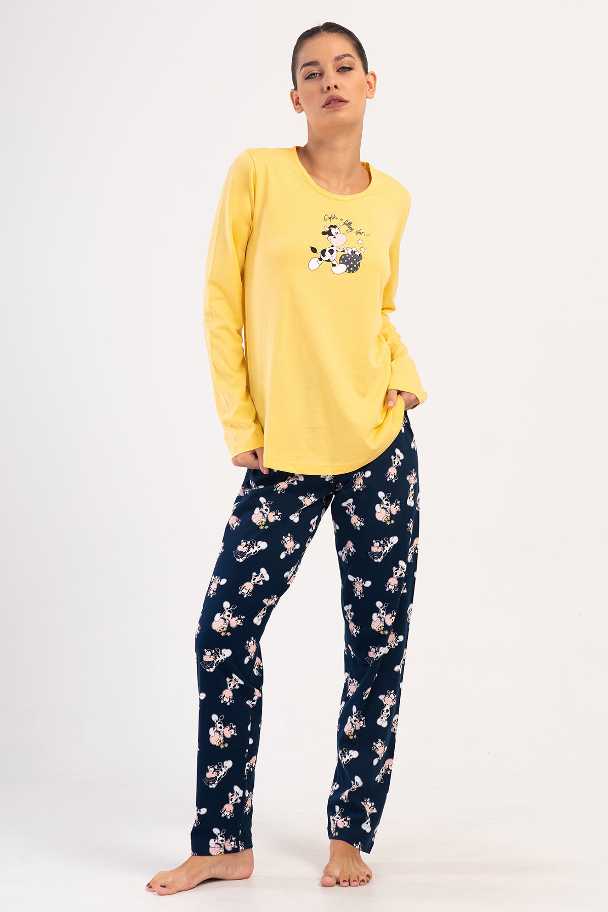 Image of KADIN P.SUPREM O YAKA UZUN KOL ETEGI OVAL PIJAMA TAKIM