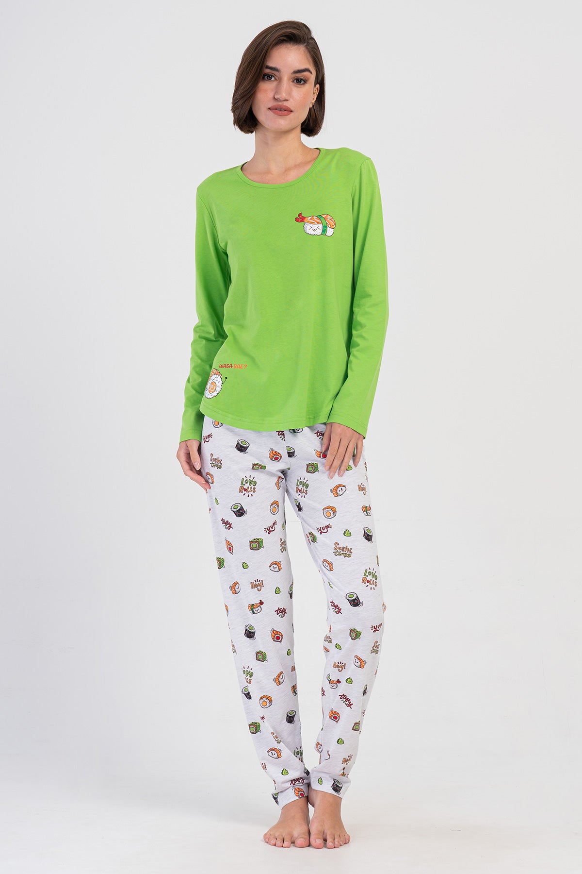 Image of KADIN P.SUPREM O YAKA UZUN KOL ETEGI OVAL PIJAMA TAKIM