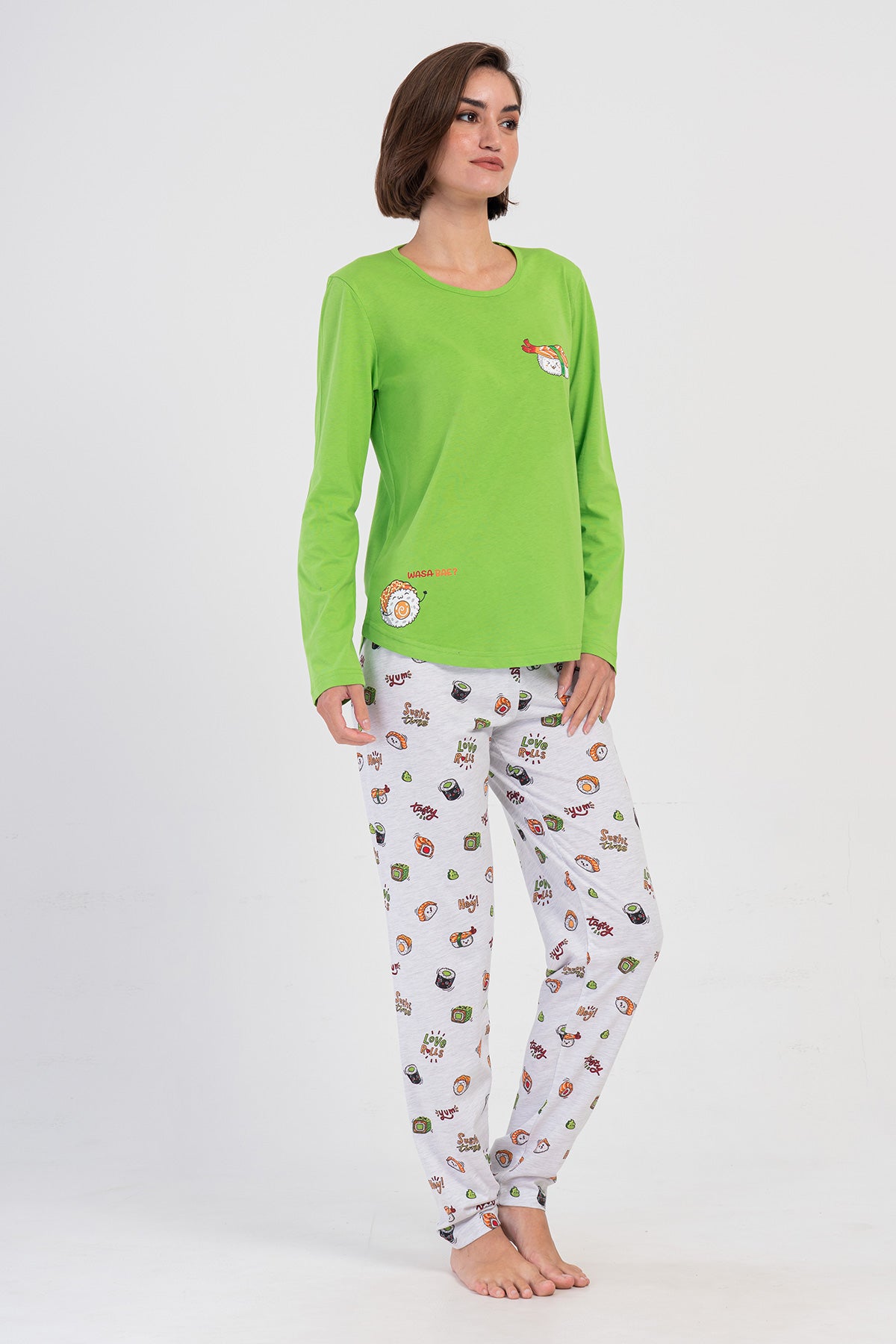Image of KADIN P.SUPREM O YAKA UZUN KOL ETEGI OVAL PIJAMA TAKIM