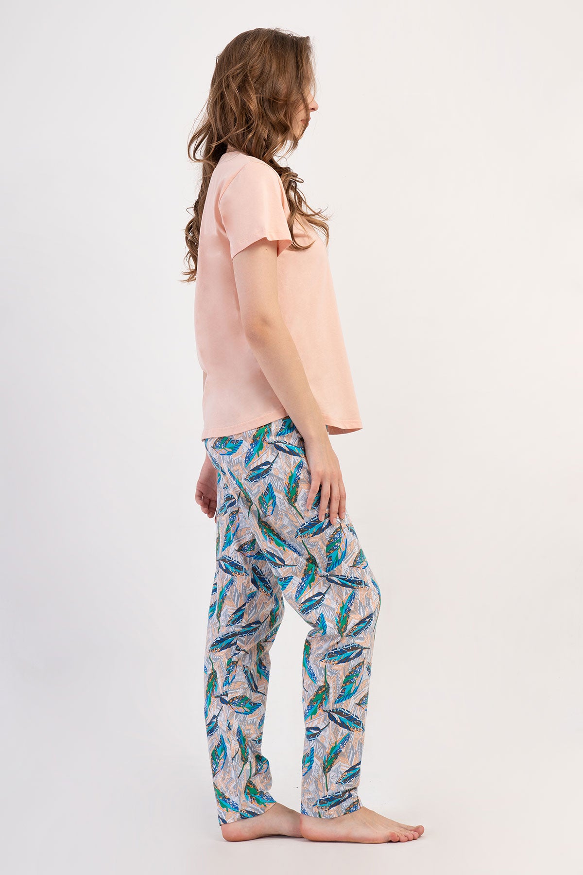 Image of KADIN P.SUPREM XXL O YAKA KISA KOL ETEGI OVAL PIJAMA TAKIM