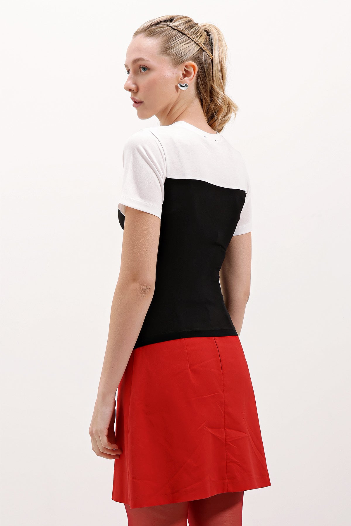 Image of 4314 Büzgülü Basic Tişört - Siyah