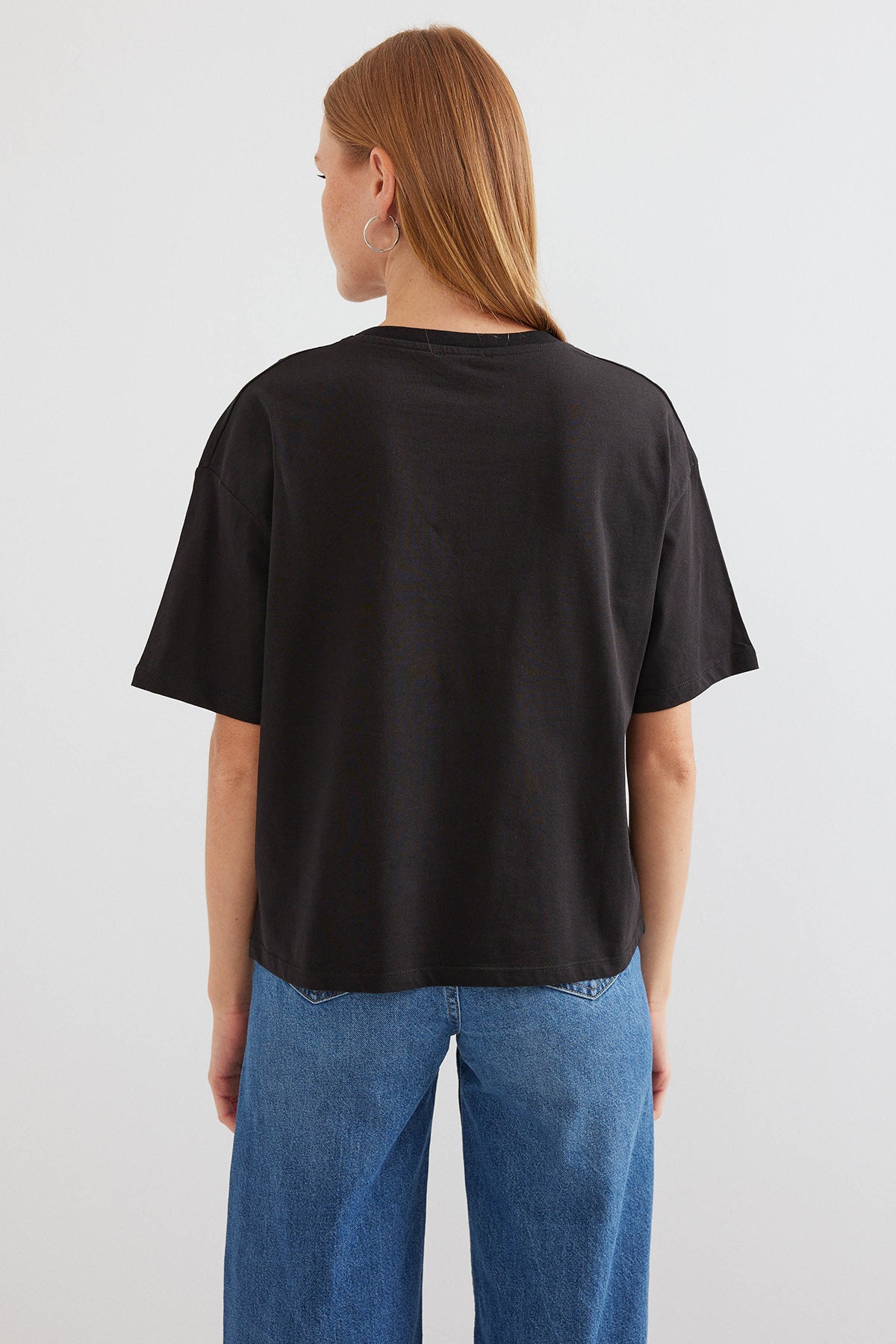 Image of 4318 Baskılı Basic Tişört - Siyah