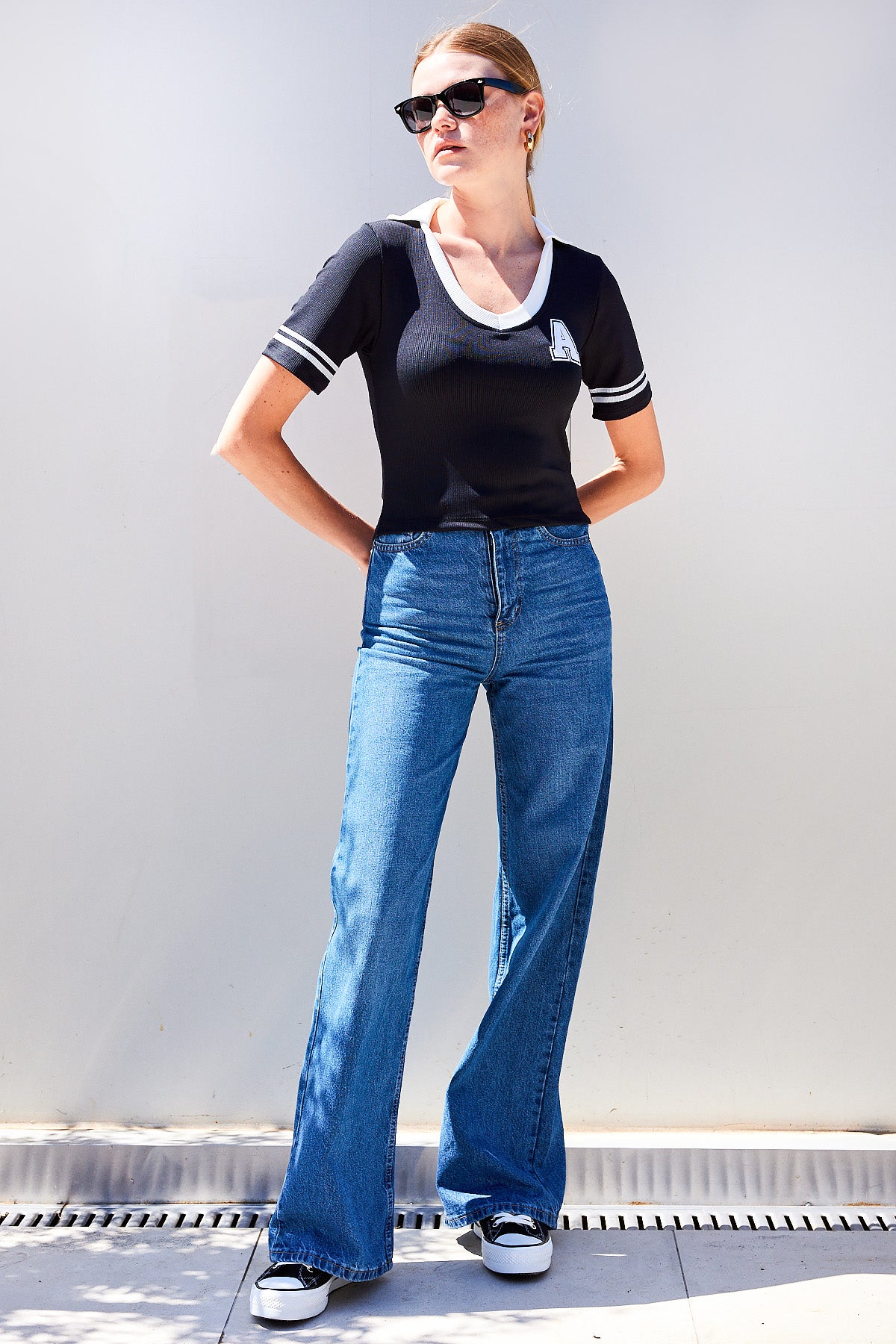 Image of 4320 Polo Yaka Basic Triko Bluz - Siyah