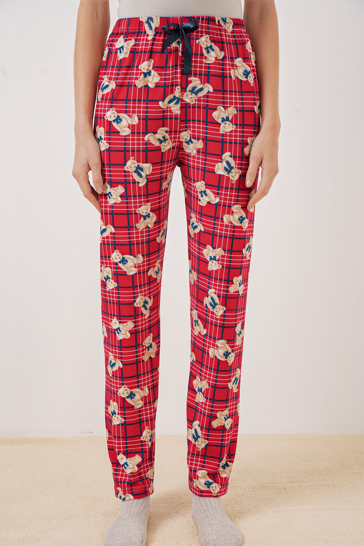 Image of 4323 Desenli Pijama Altı - Kırmızı