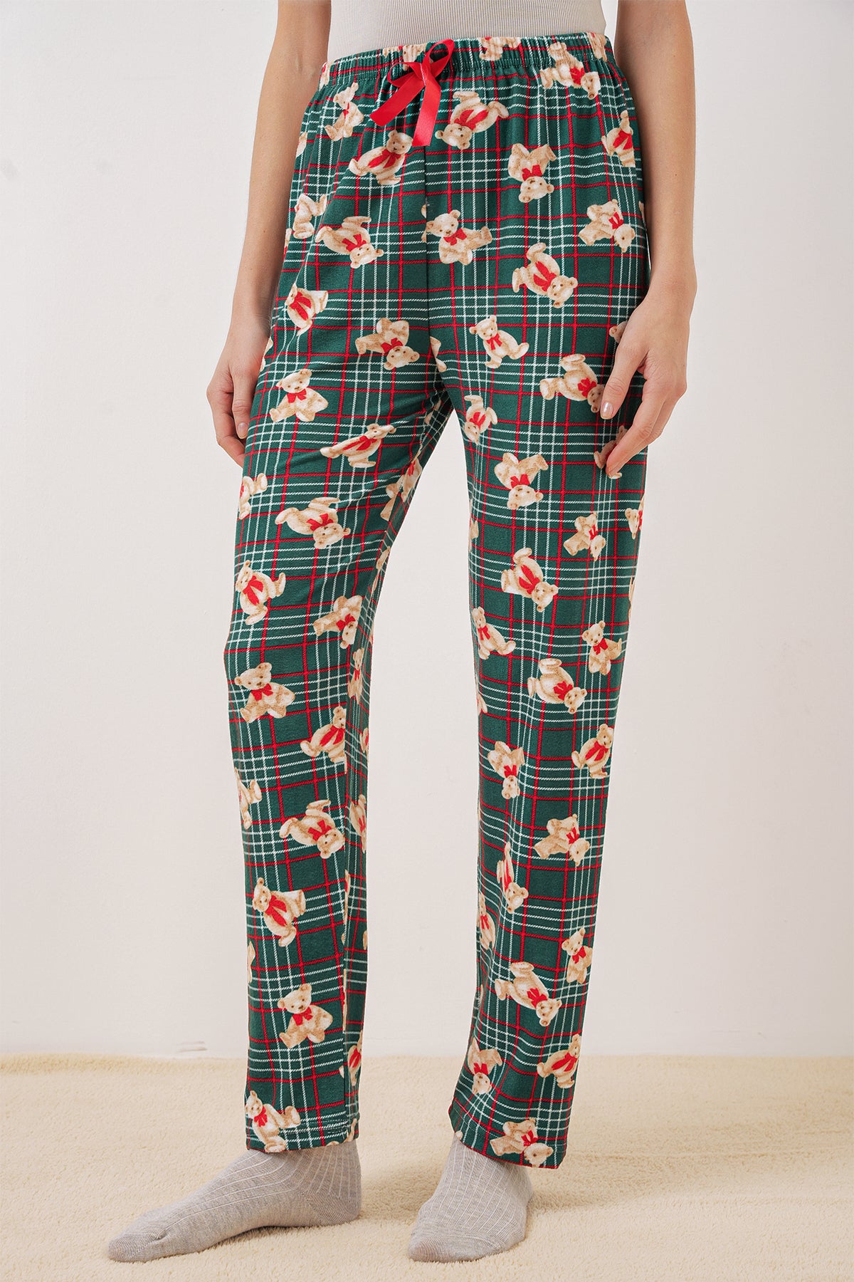 Image of 4323 Desenli Pijama Altı - Zümrüt Yeşili