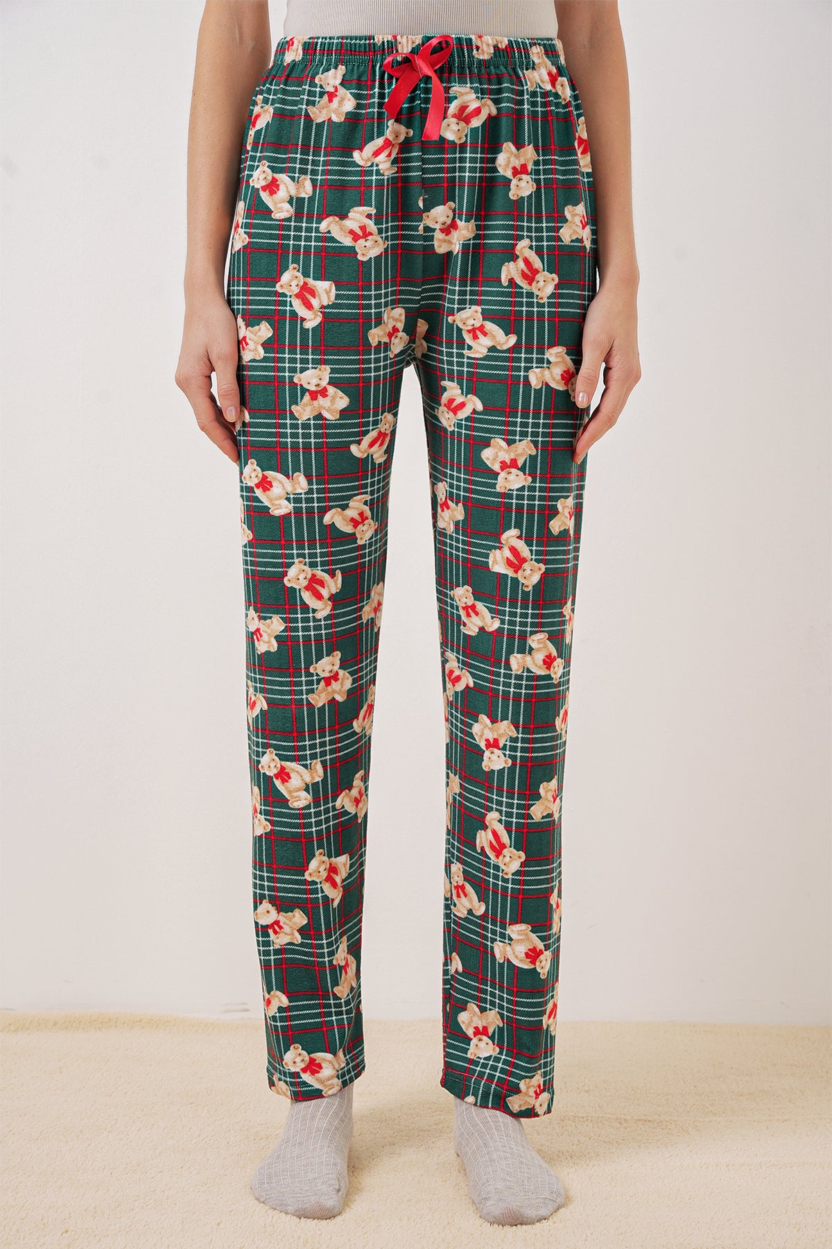 Image of 4323 Desenli Pijama Altı - Zümrüt Yeşili