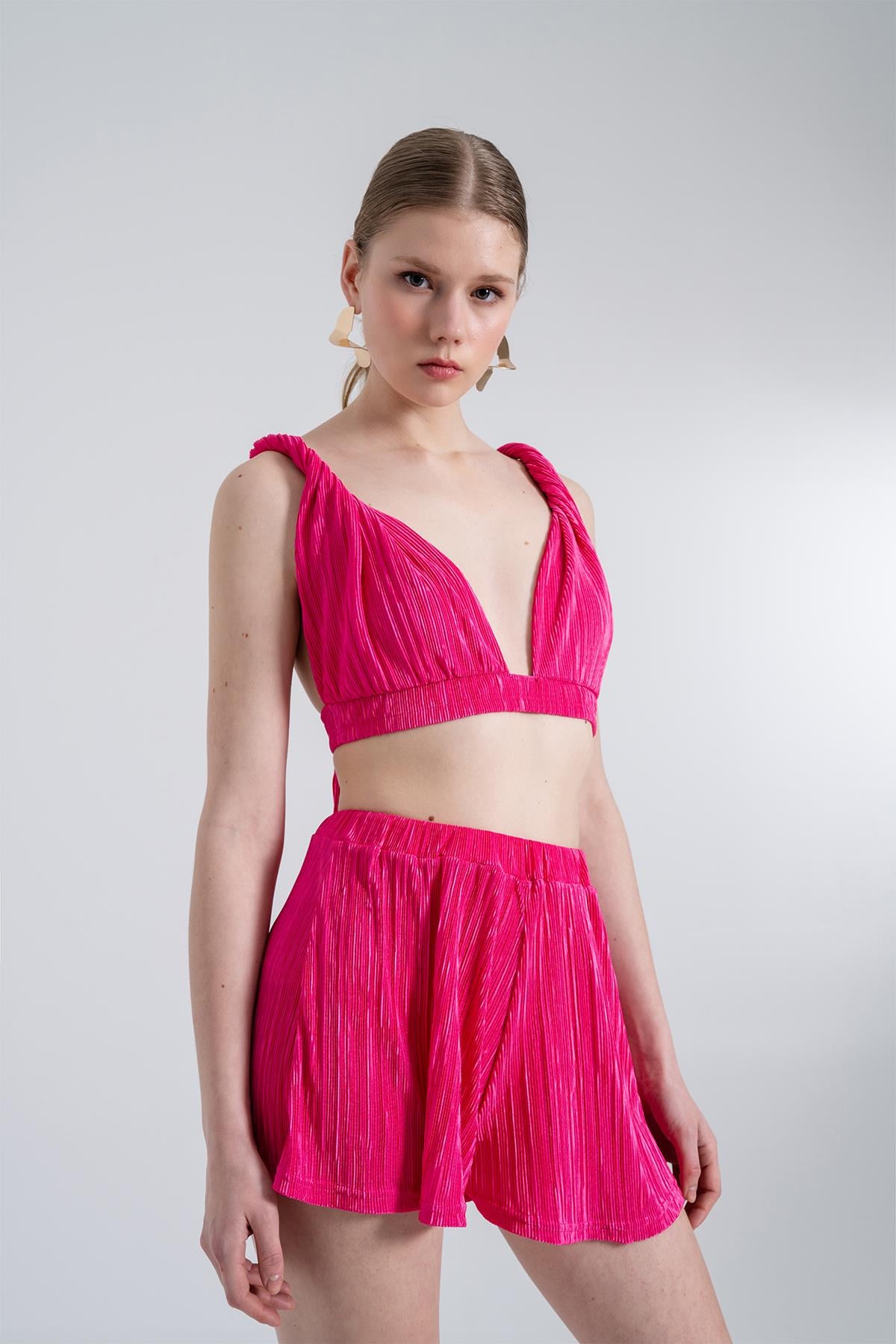Image of Beli Lastikli Mini Comfy Şort Pembe