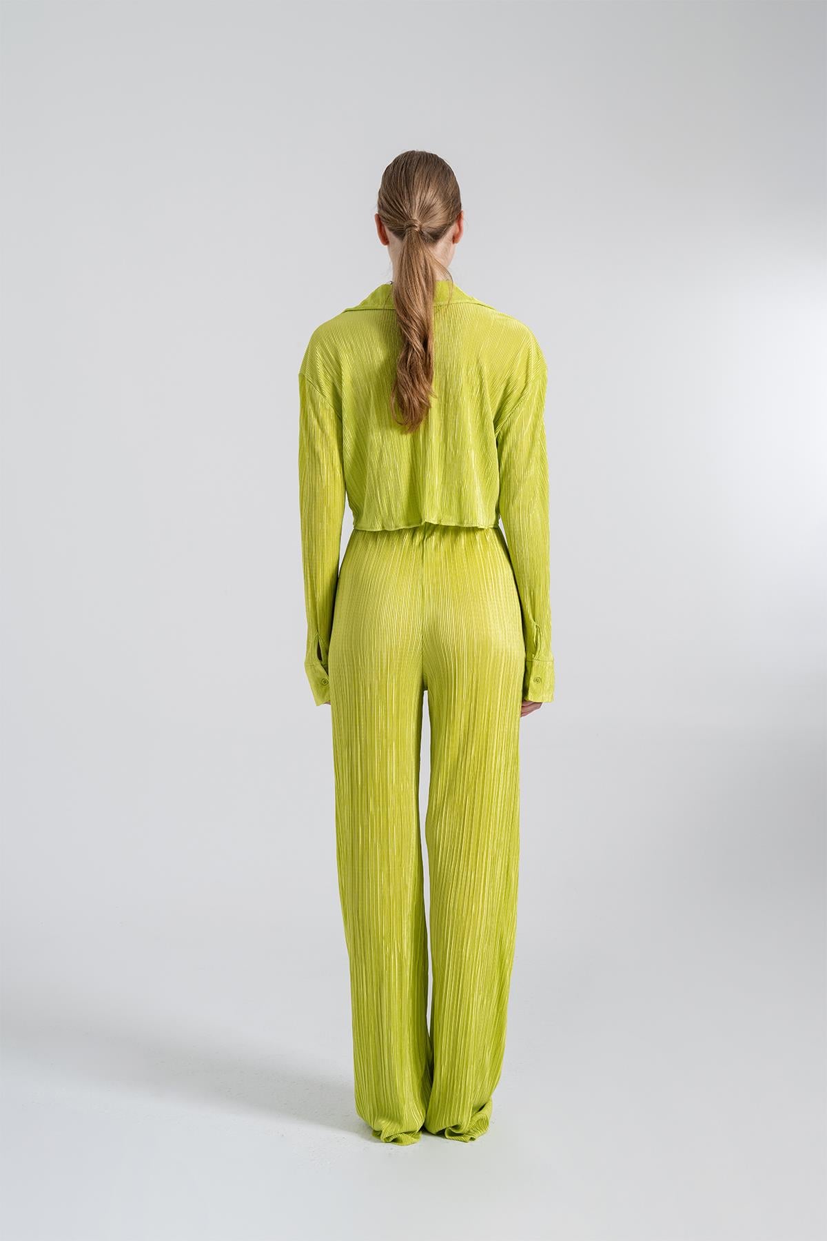 Image of Beli Lastikli Esnek Comfy Pantolon Yeşil