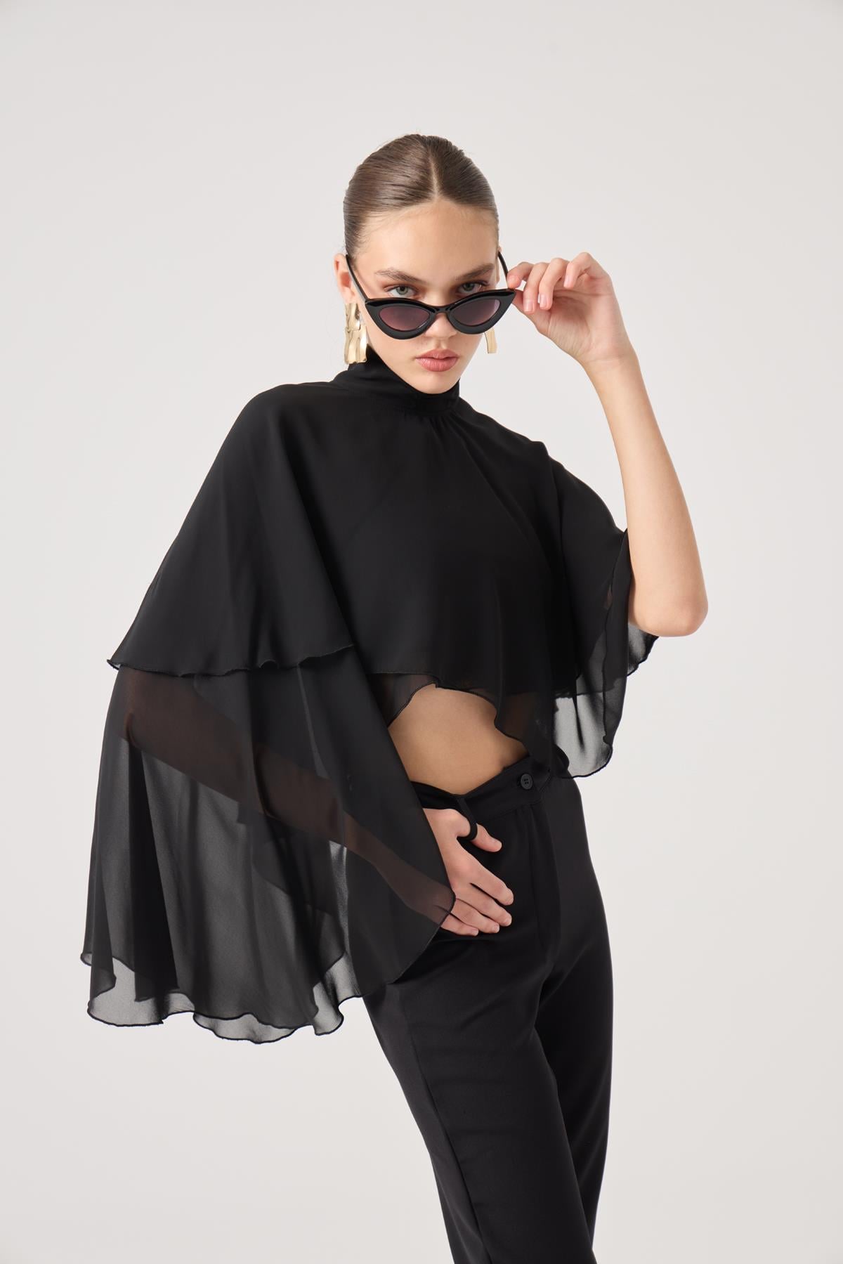 Image of Pelerin Model Bena Bluz Siyah