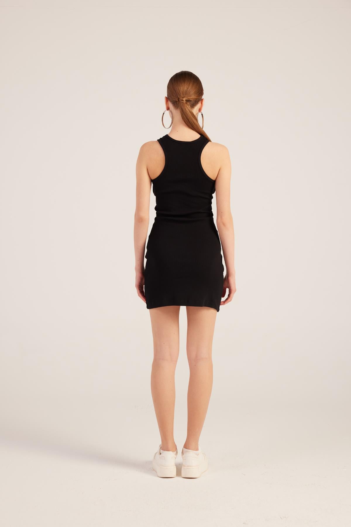 Image of Halter Yakalı Fitilli Mini Carlin Elbise Siyah