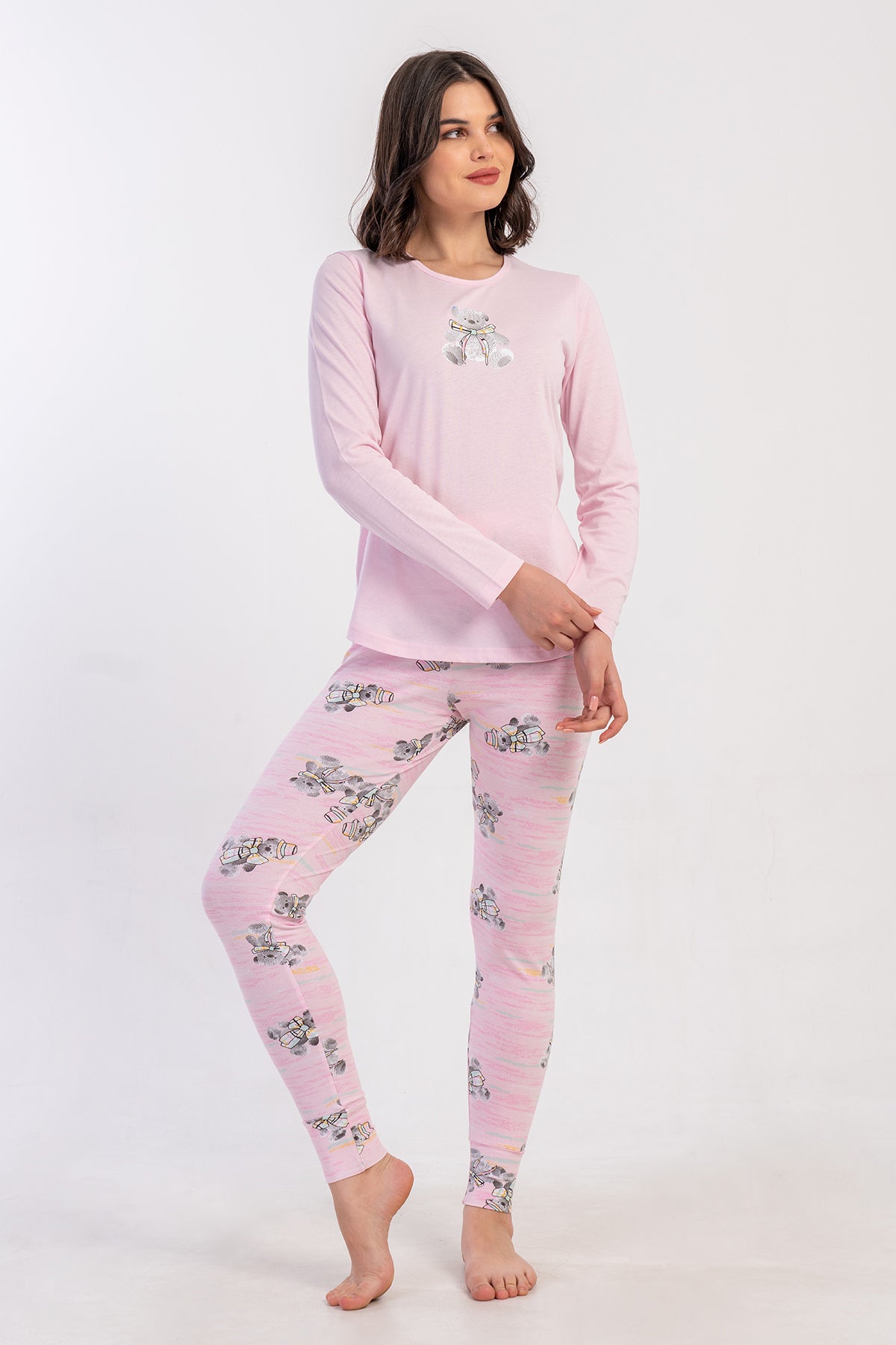 Image of KADIN LYC SUPREM O YAKA UZUN KOL ETEGI OVAL MANSETLI TAYT PIJAMA TAKIM