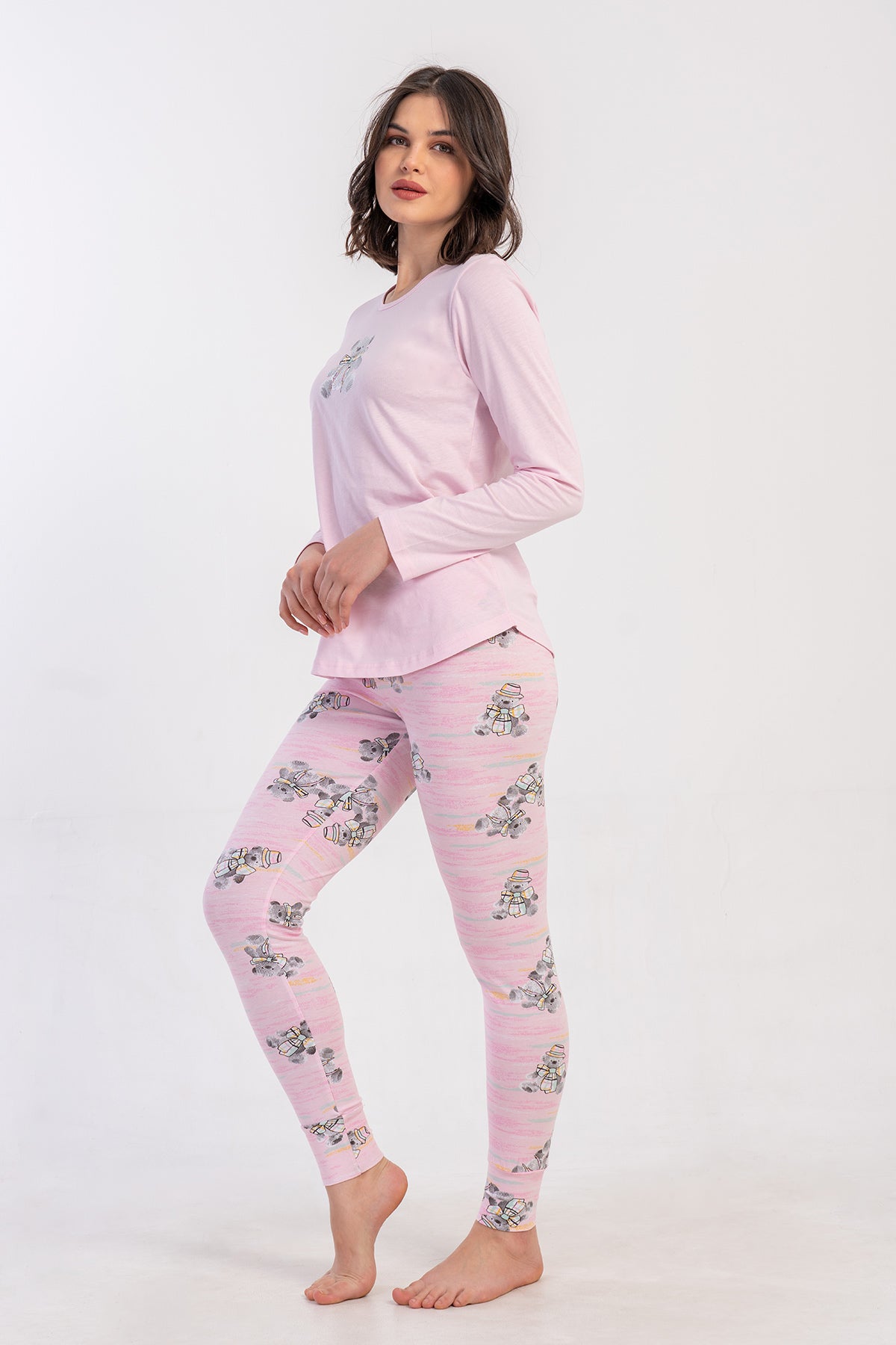 Image of KADIN LYC SUPREM O YAKA UZUN KOL ETEGI OVAL MANSETLI TAYT PIJAMA TAKIM