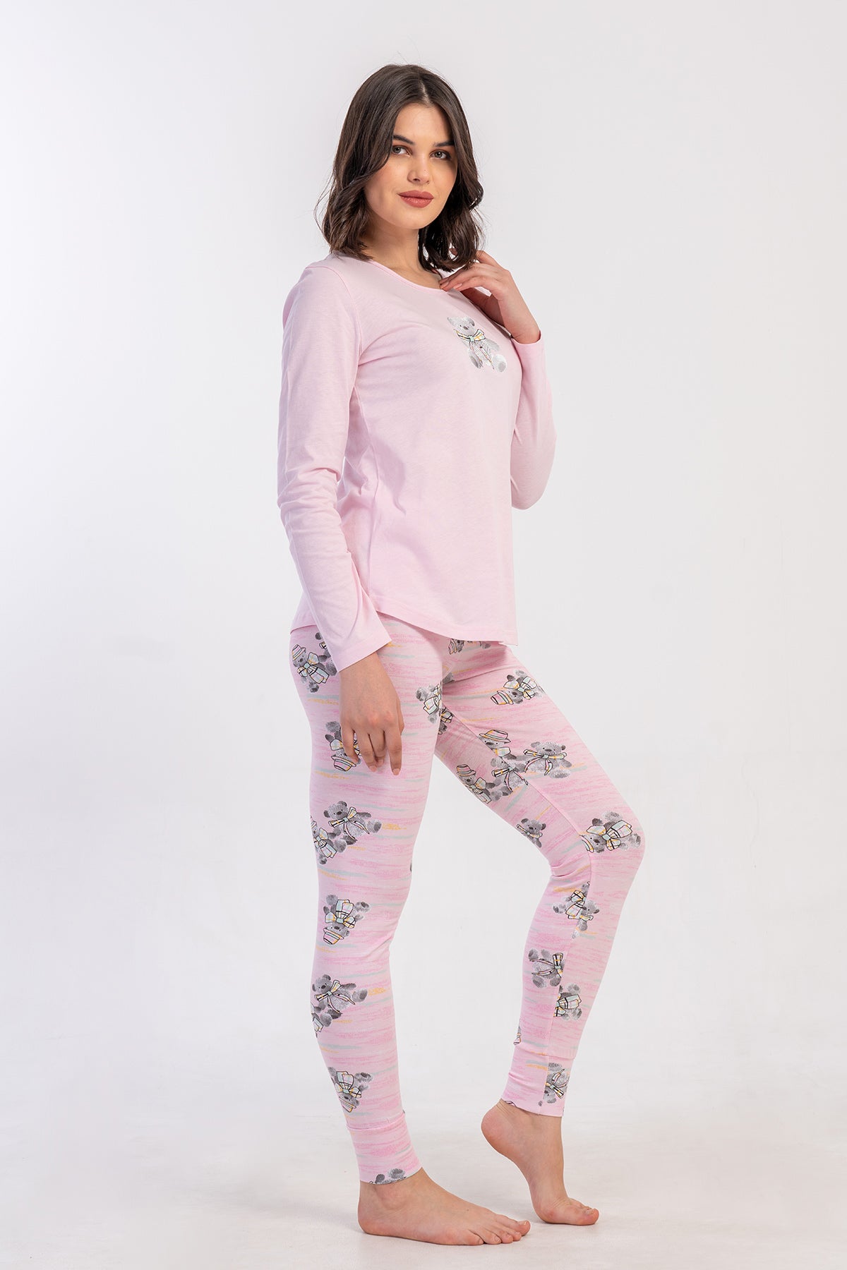 Image of KADIN LYC SUPREM O YAKA UZUN KOL ETEGI OVAL MANSETLI TAYT PIJAMA TAKIM