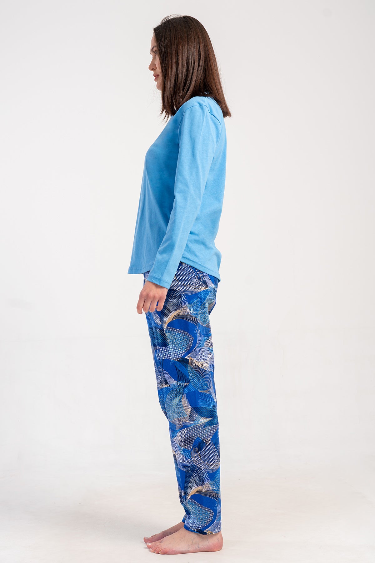 Image of KADIN P.SUPREM O YAKA UZUN KOL ETEGI OVAL PIJAMA TAKIM