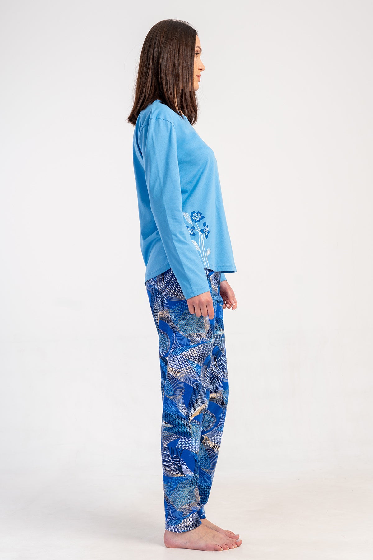 Image of KADIN P.SUPREM O YAKA UZUN KOL ETEGI OVAL PIJAMA TAKIM