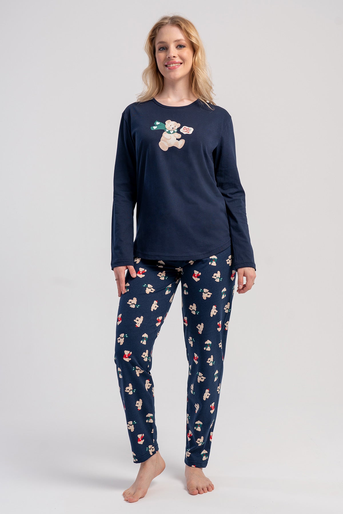 Image of KADIN P.SUPREM O YAKA UZUN KOL ETEGI OVAL PIJAMA TAKIM