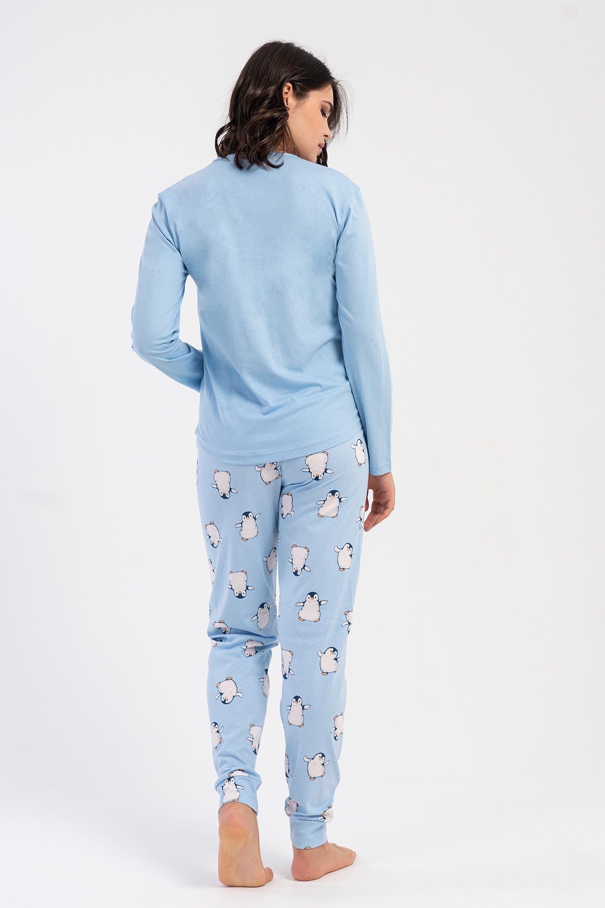 Image of KADIN P.SUPREM O YAKA UZUN KOL ETEGI OVAL MANSETLI PIJAMA TAKIM