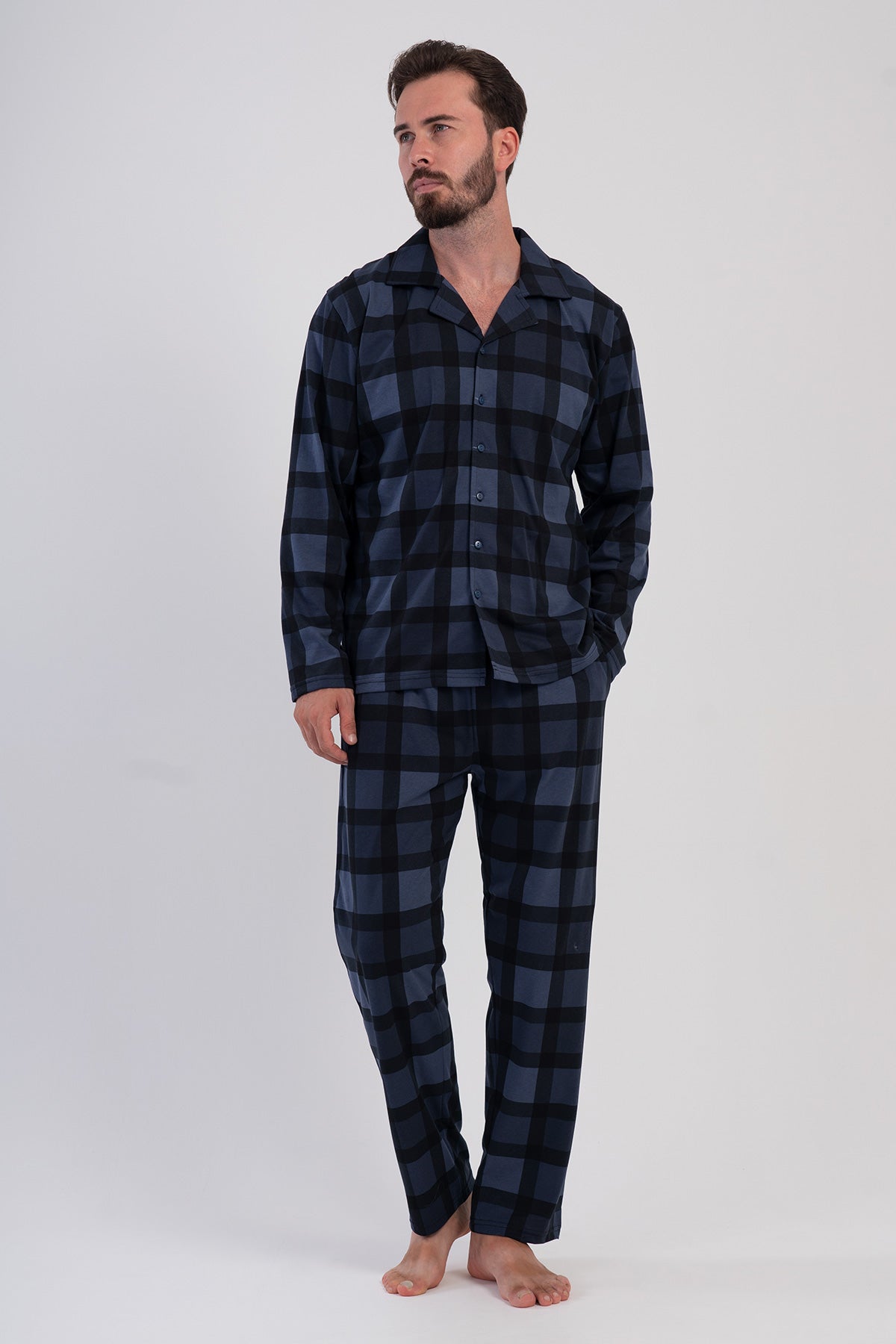 Image of CEPLI ERKEK P.SUPREM XXL GOMLEK YAKA TAMAMI DUGMELI UZUN KOL PIJAMA TAKIM