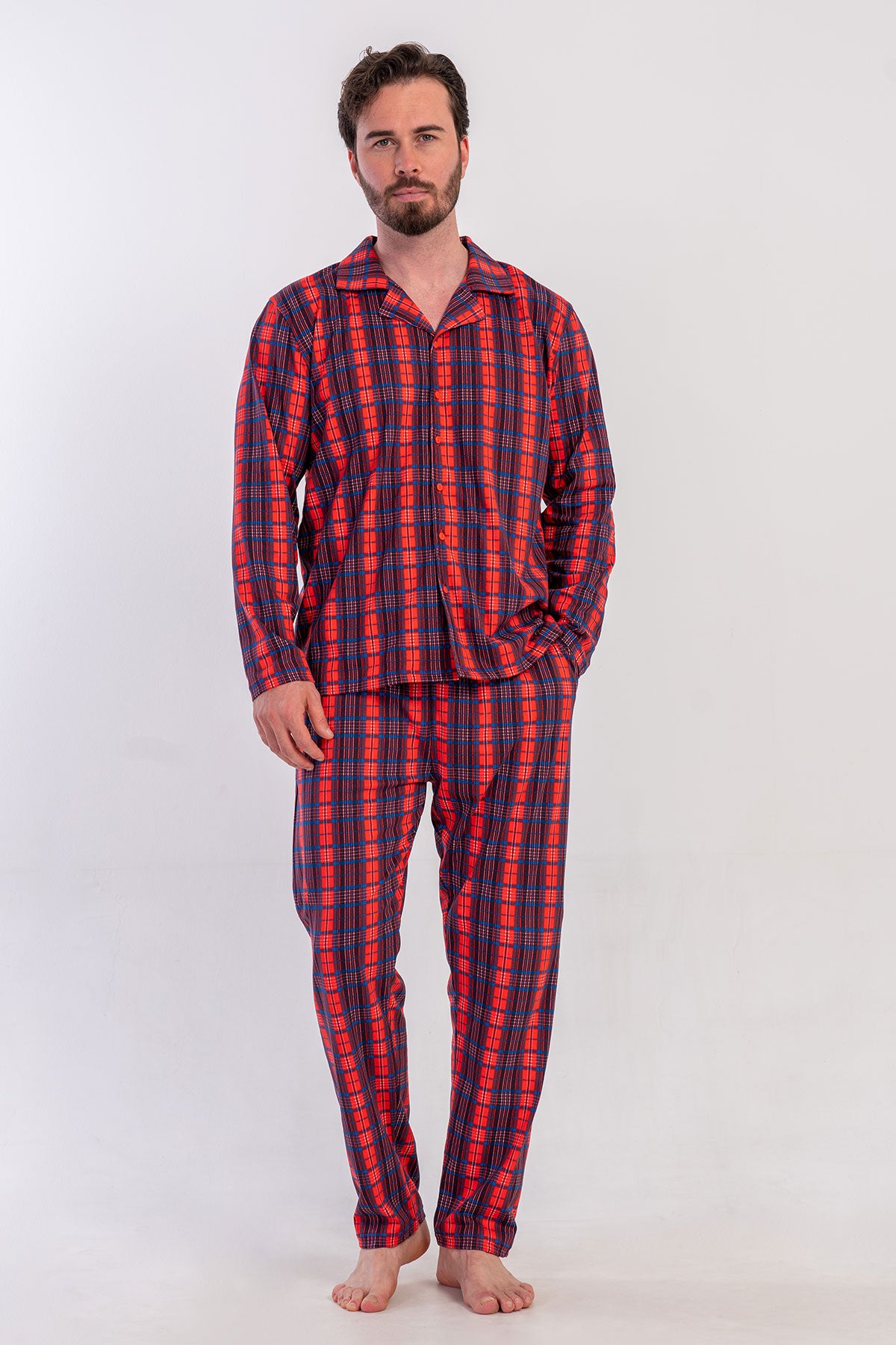 Image of CEPLI ERKEK P.SUPREM GOMLEK YAKA TAMAMI DUGMELI UZUN KOL PIJAMA TAKIM