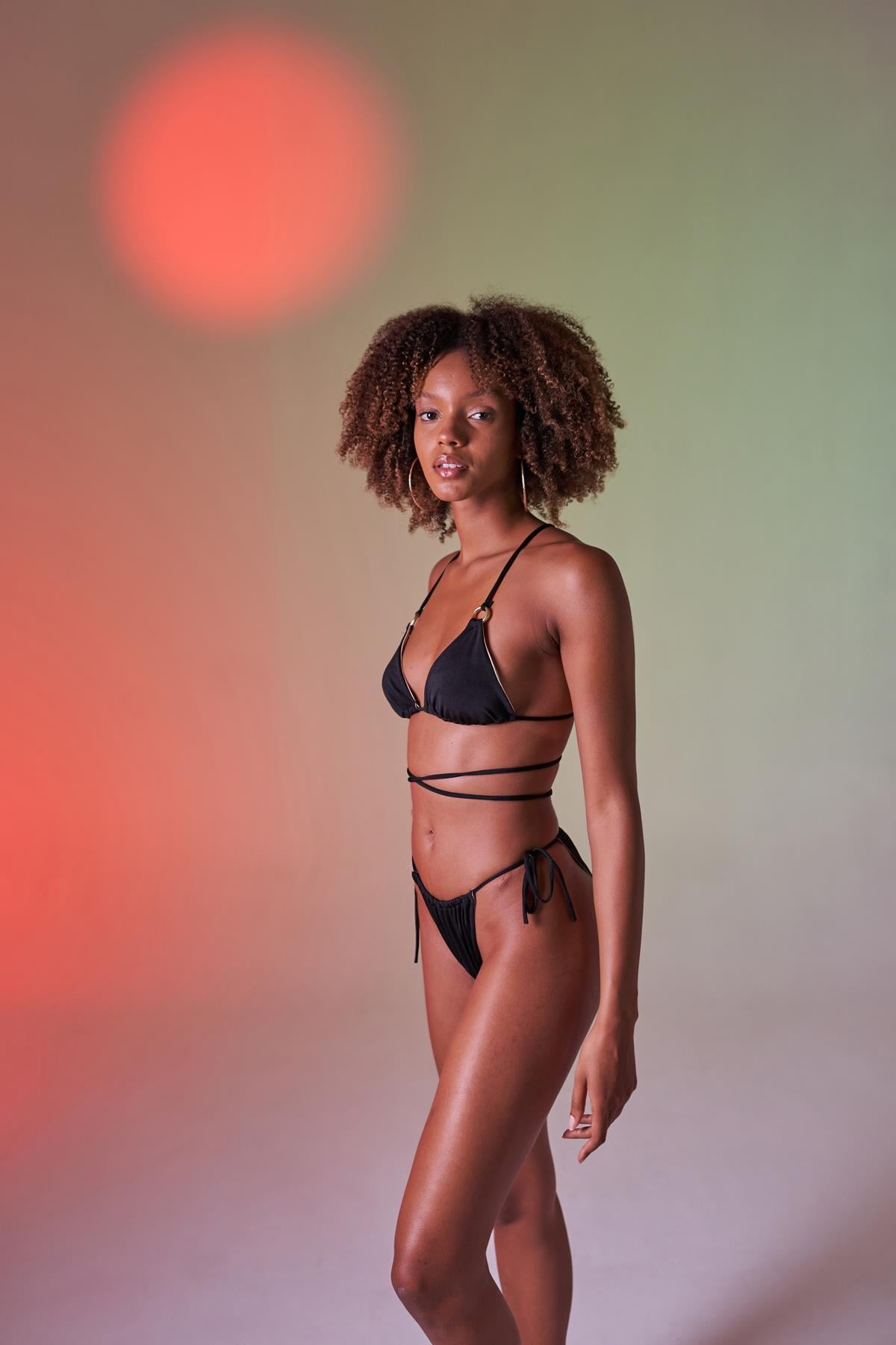 Image of Bağcıklı U Kesim Brezilya Model Slim Delphi Bikini Altı Siyah