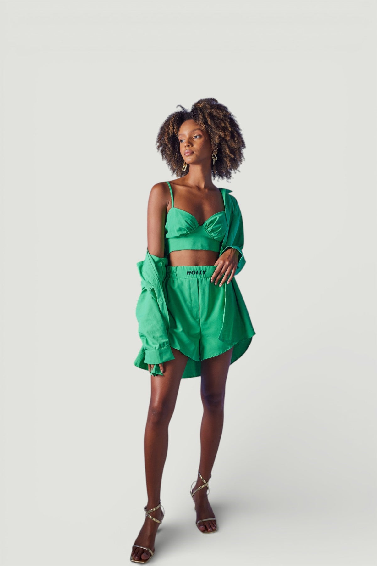 Image of Oversize model düğme kapamalı Leti Gömlek Yeşil