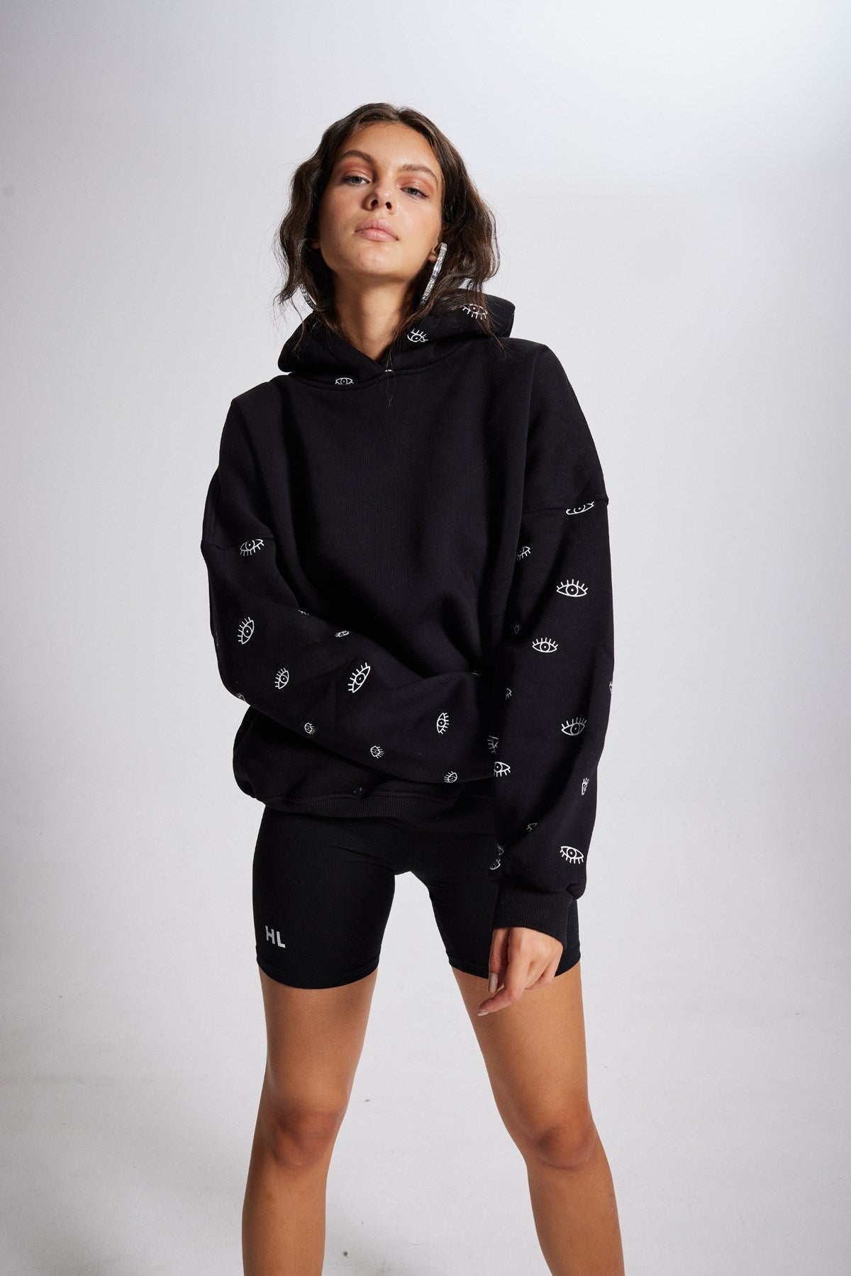 Image of Oversize Kapüşonlu Unisex Eye Sweat Siyah