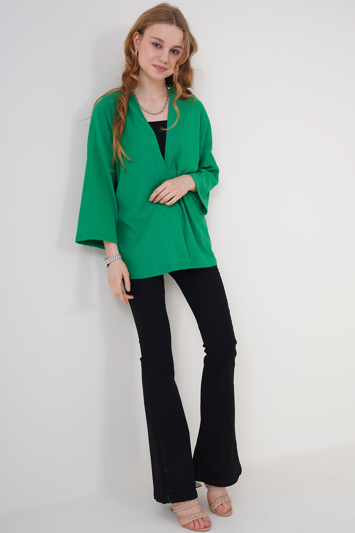 Image of 5862 Örme Kimono - Yeşil