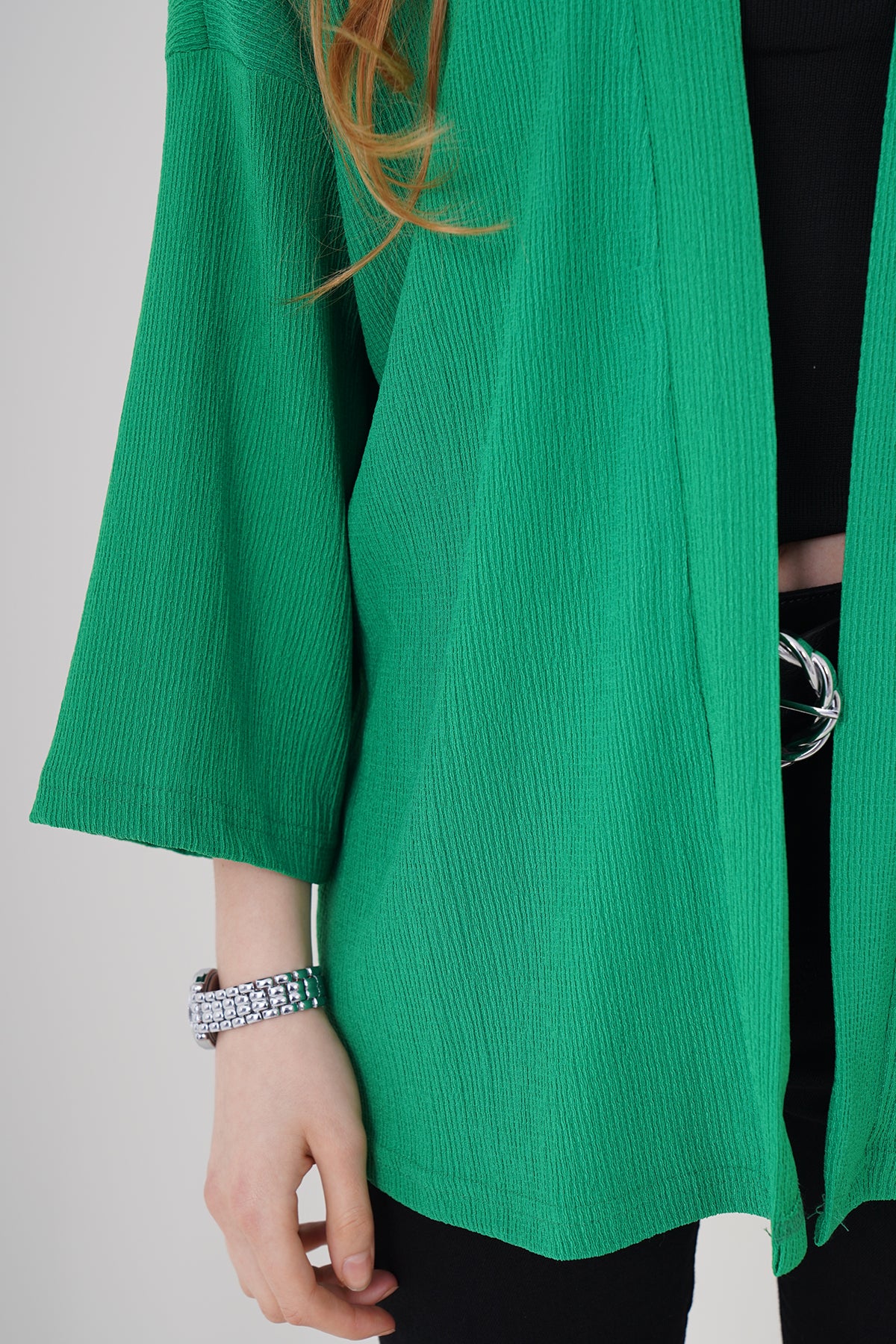 Image of 5862 Örme Kimono - Yeşil
