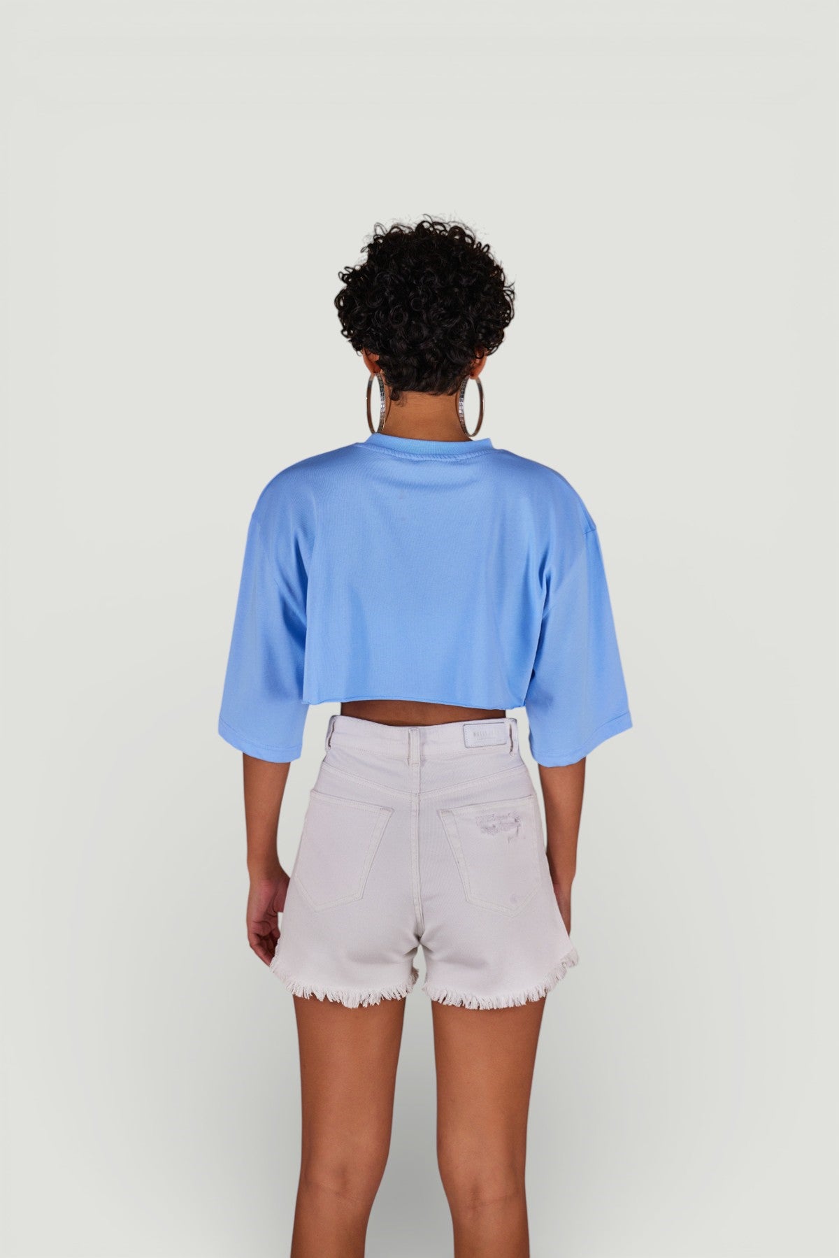 Image of Bisiklet Yaka Holly Crop Tshirt Mavi