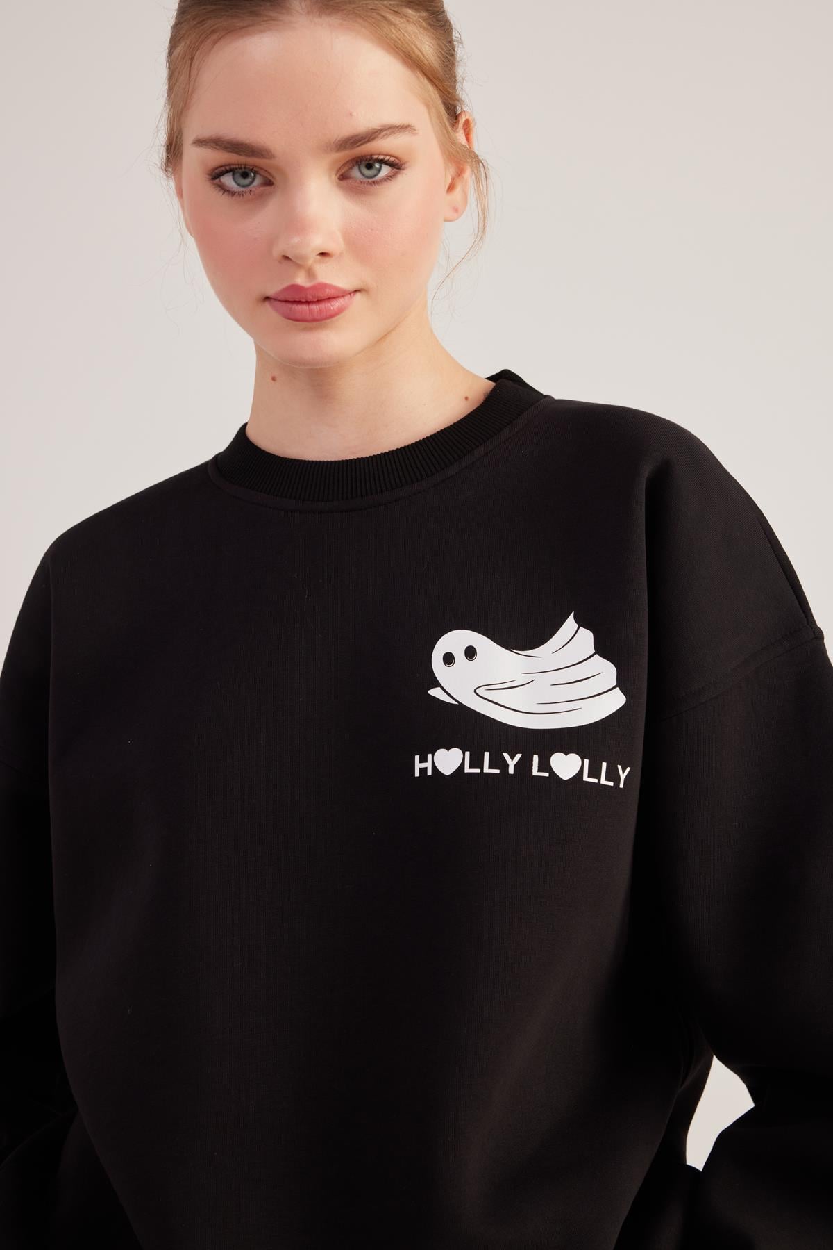 Image of Oversize Kesin Unisex Ghosting Sweatshirt Siyah