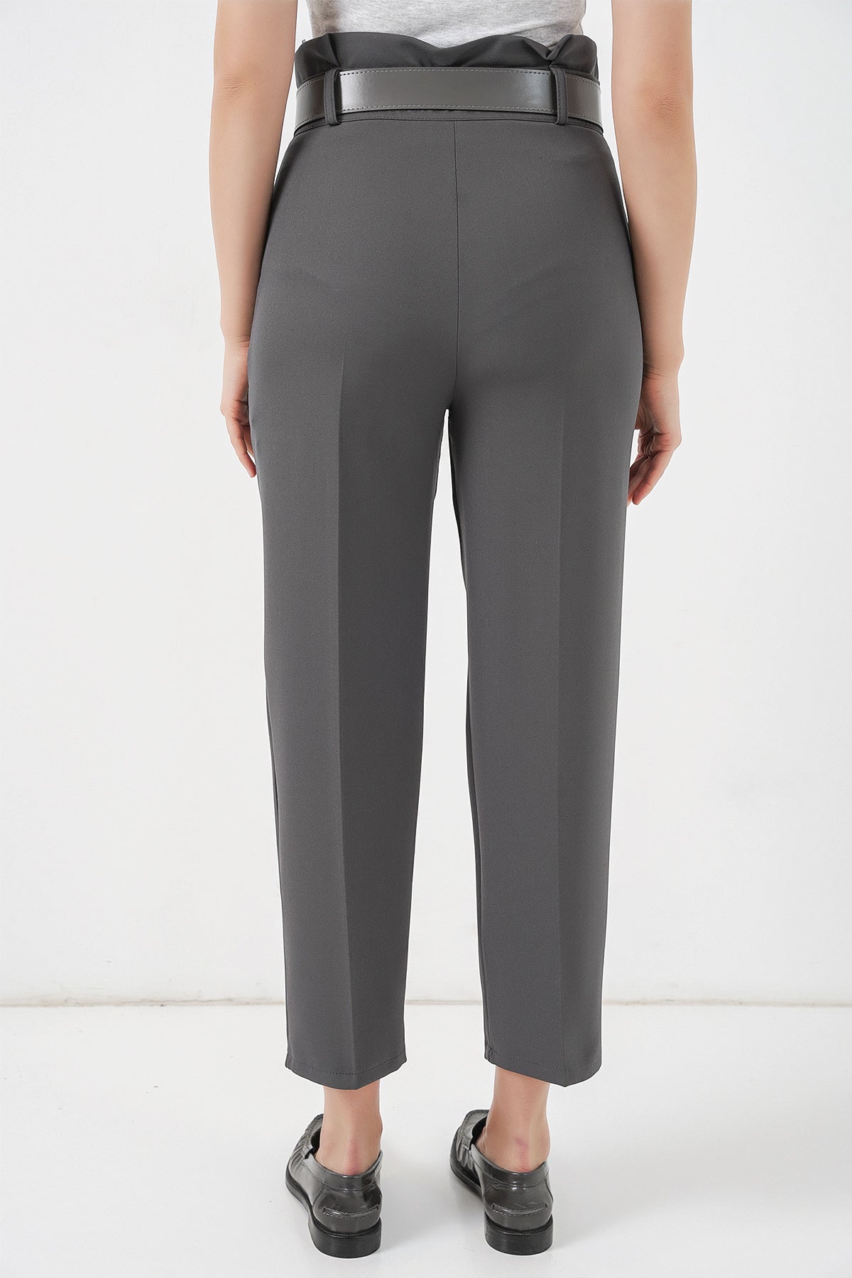 Image of 6556 Kemerli Kumaş Pantolon - Antrasit