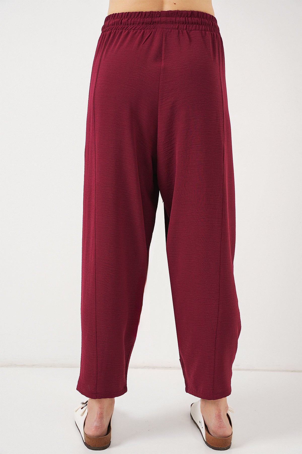 Image of 6591 Dokuma Şalvar Pantolon - Bordo