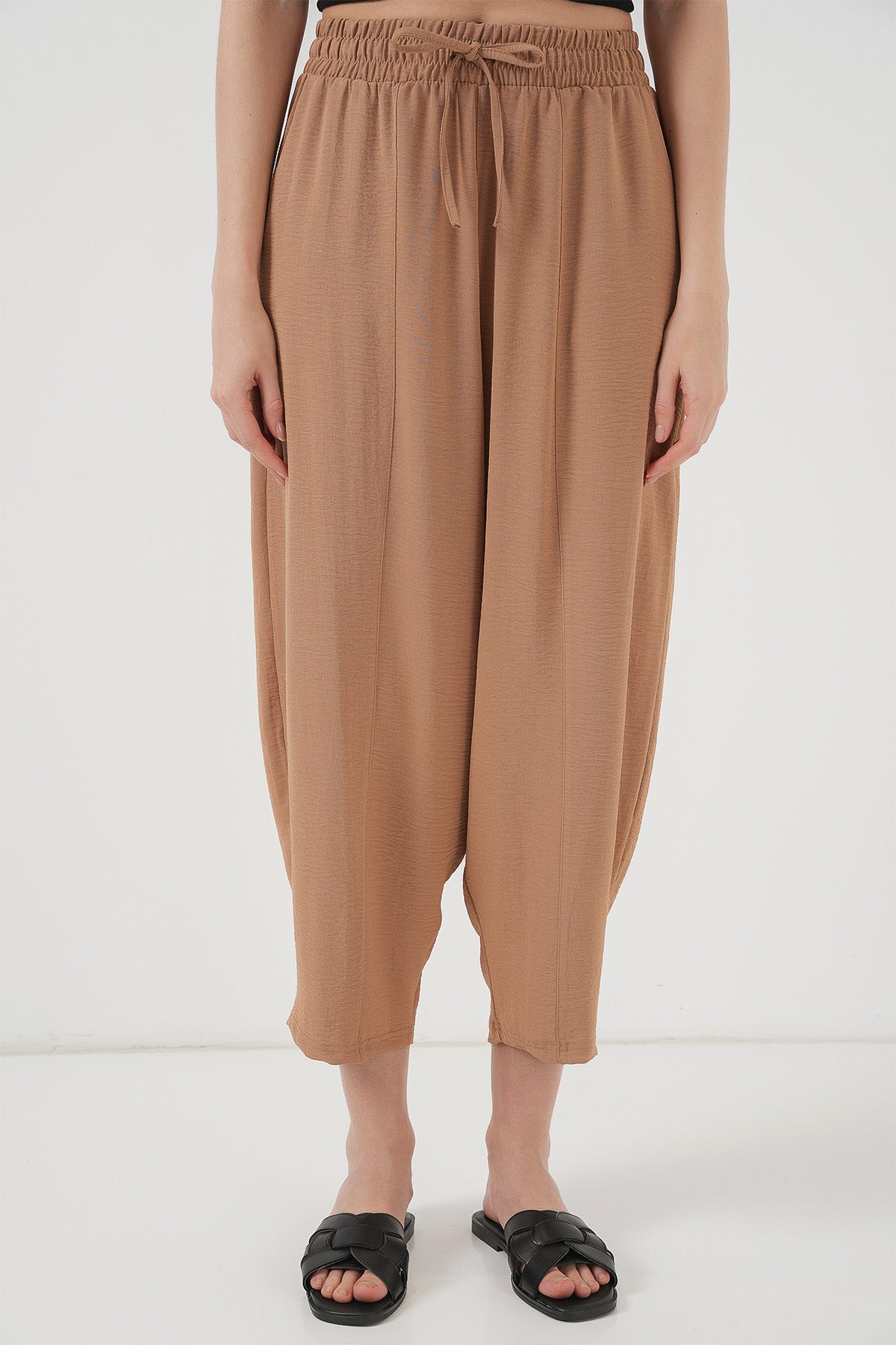 Image of 6591 Dokuma Şalvar Pantolon - Camel
