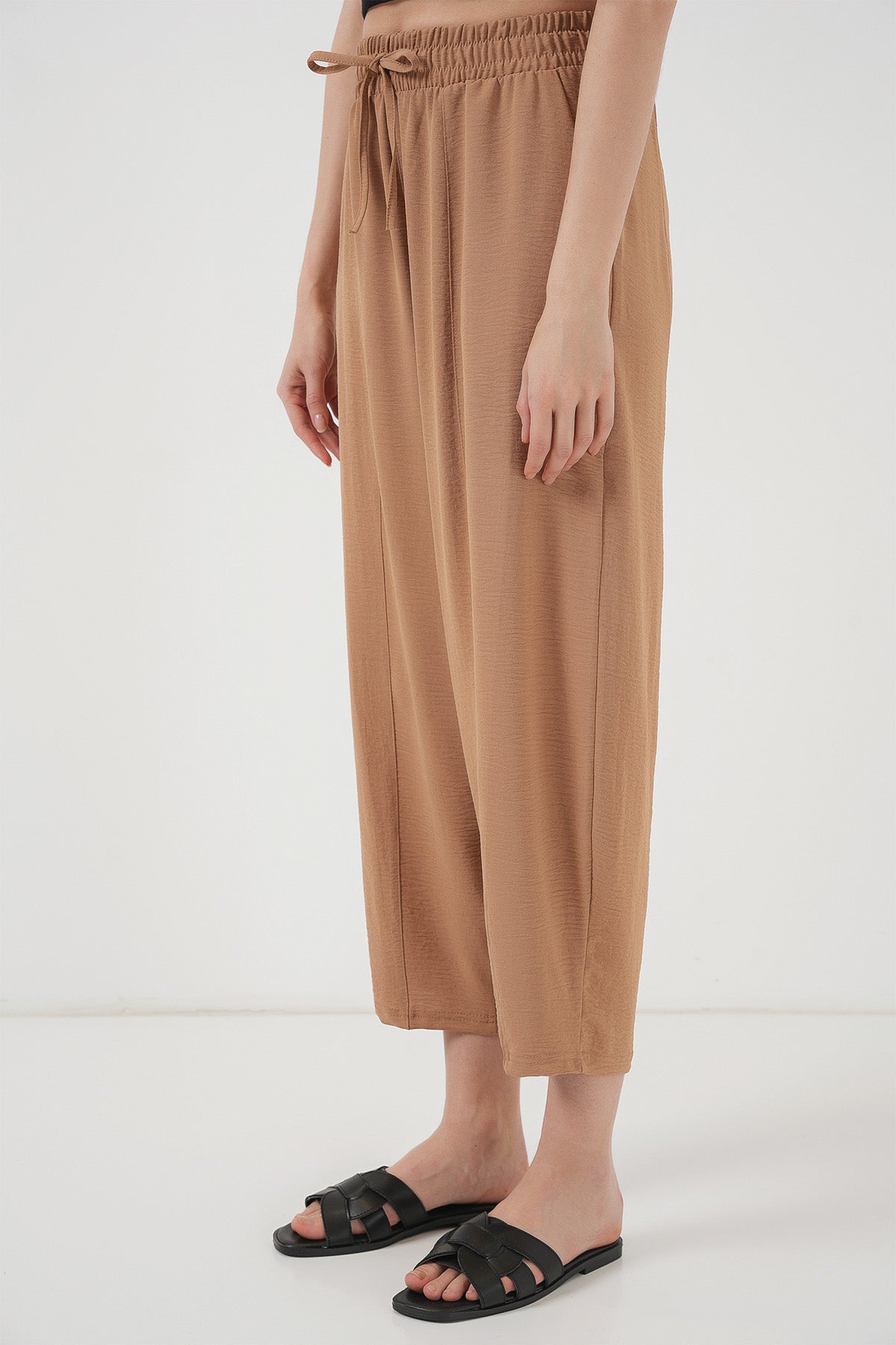 Image of 6591 Dokuma Şalvar Pantolon - Camel