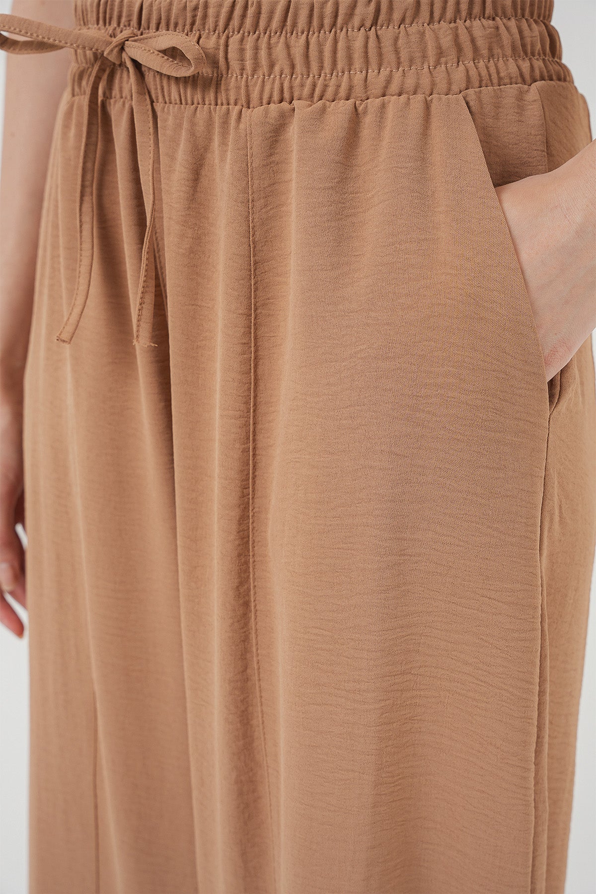 Image of 6591 Dokuma Şalvar Pantolon - Camel