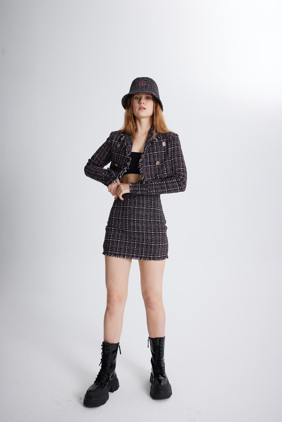 Image of Tüvit Kumaş Mini Tweed Etek Siyah